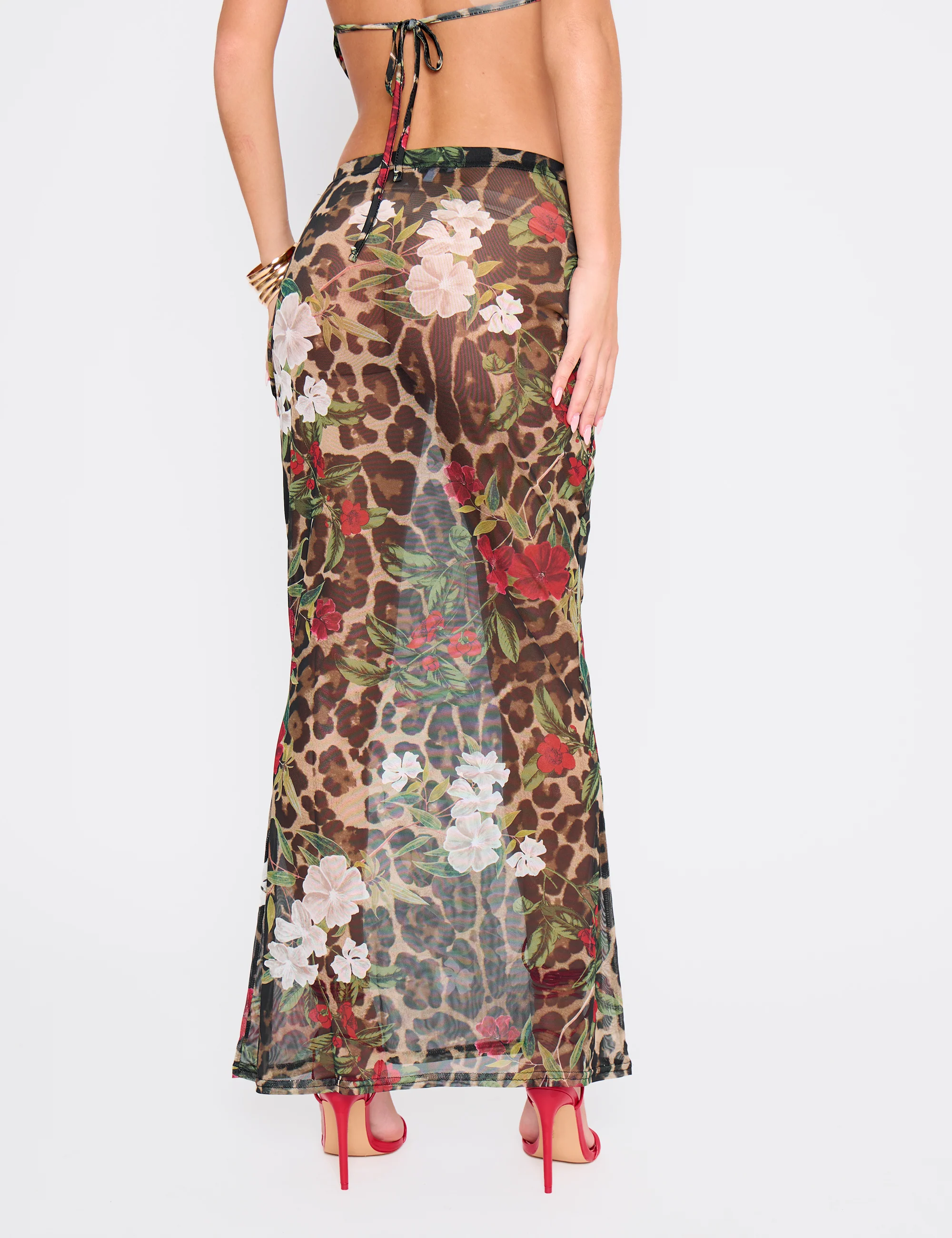 Printed Mesh Maxi Skirt Multi - Image 7