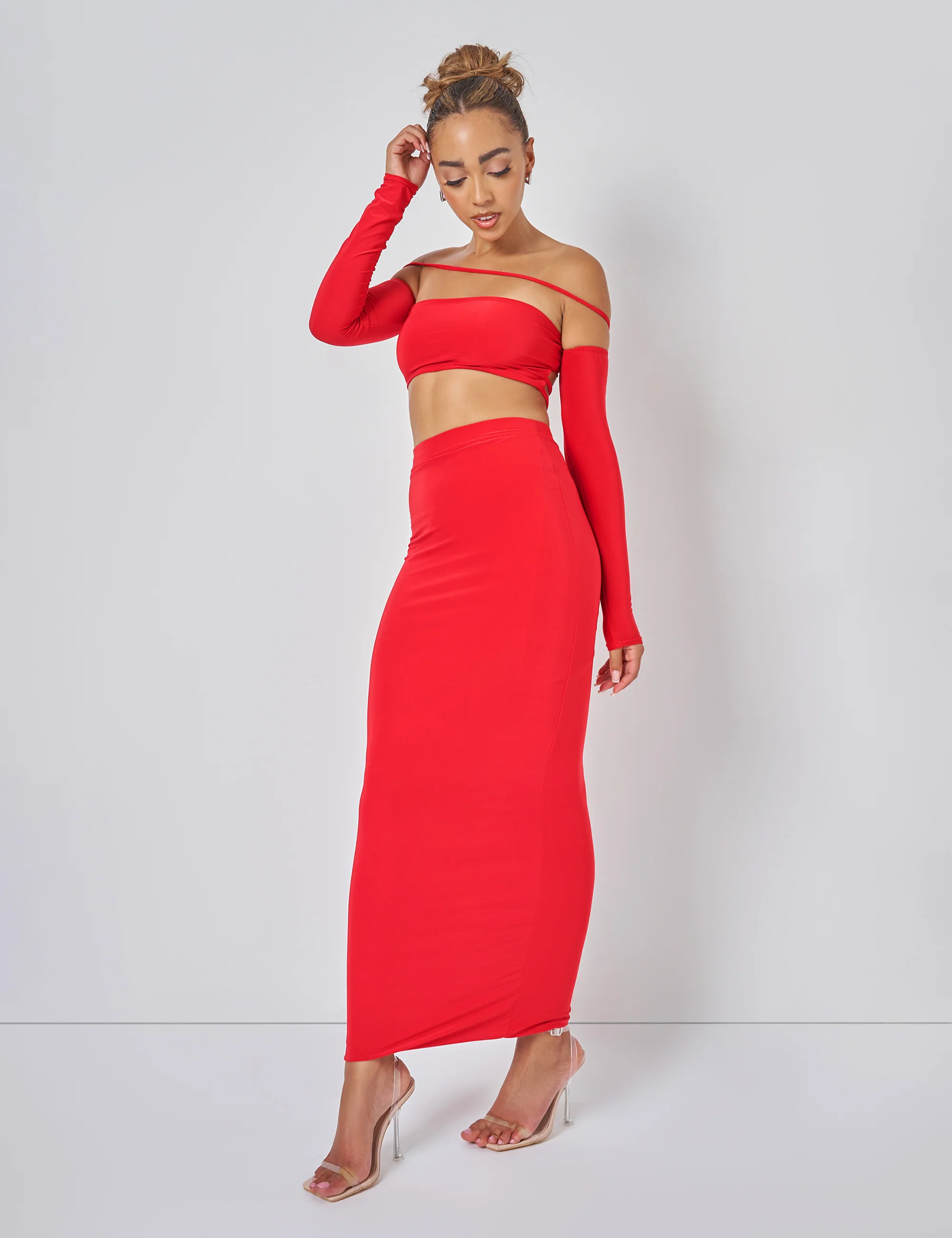 Public Desire Bardot Strappy Top Co-ord in Red - Image 4