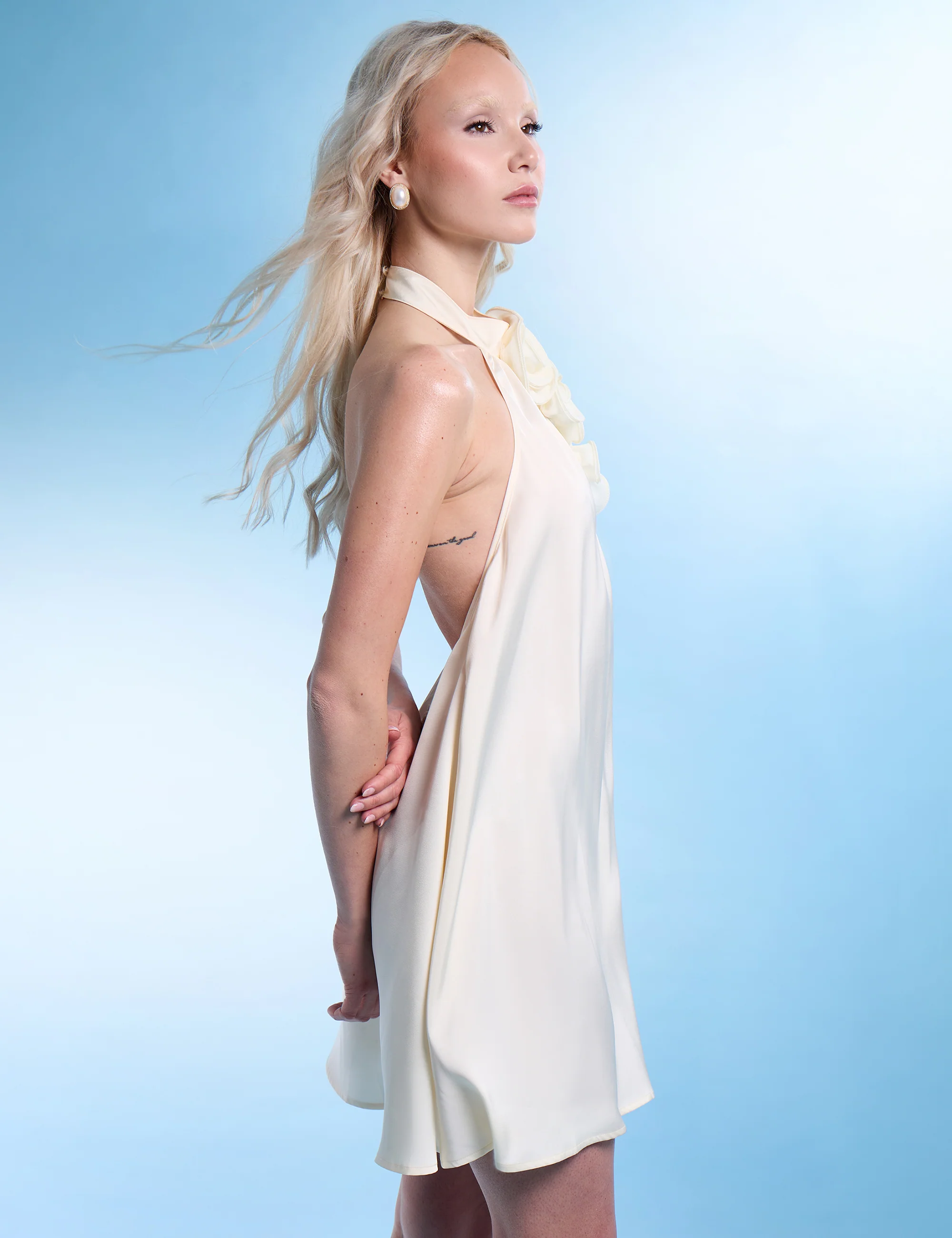 Bow Tailored Tulip Mini Dress White - Image 3