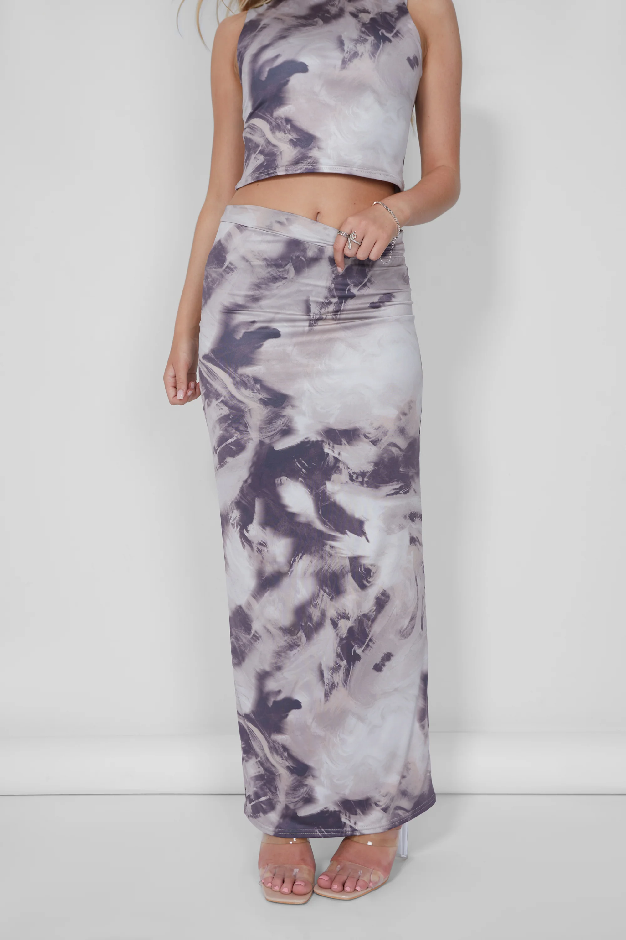 Public Desire Cropped Vest Top Co-ord in Brown Print - Image 5