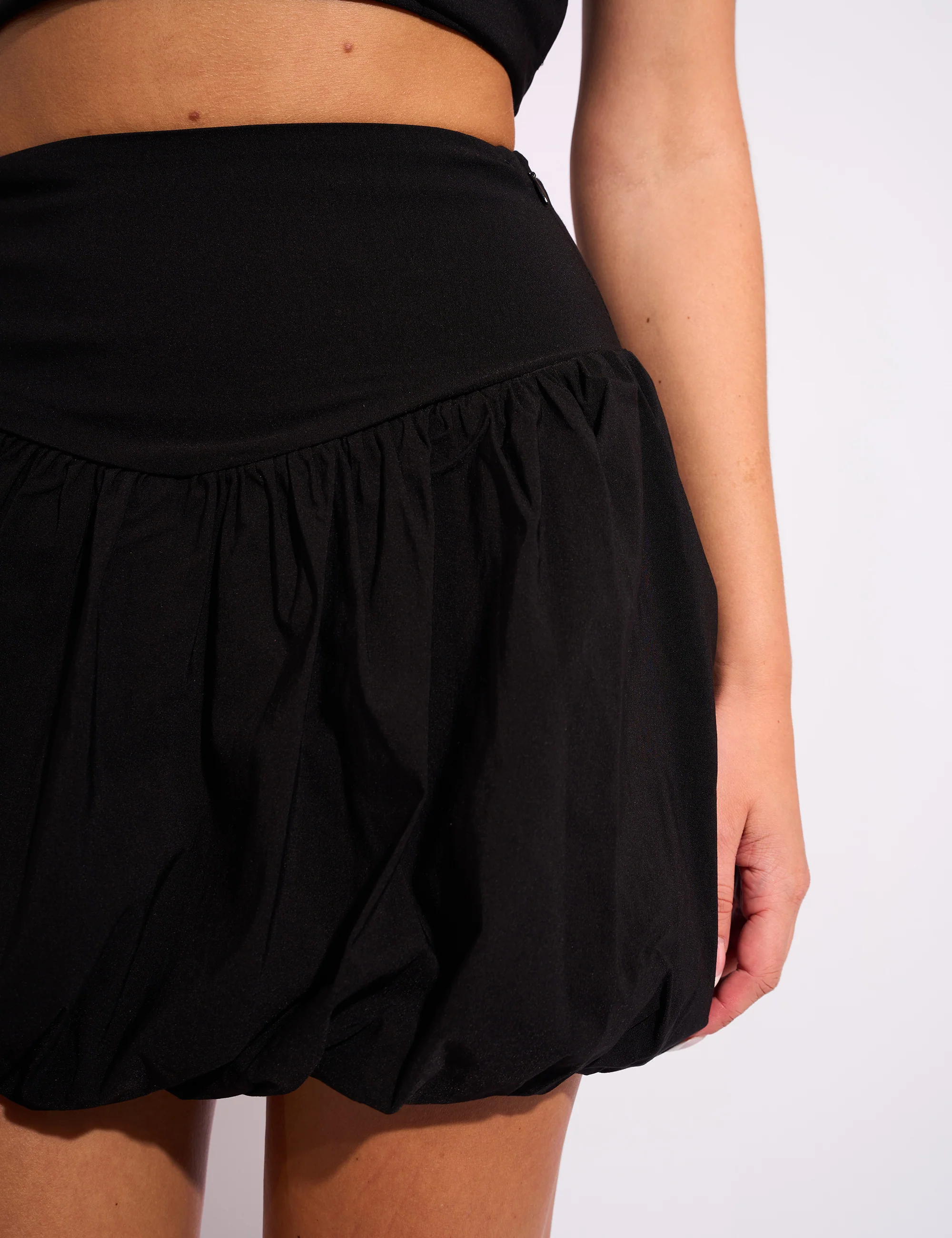 Puff Ball Hem Mini Skirt Co Ord Black - Image 4