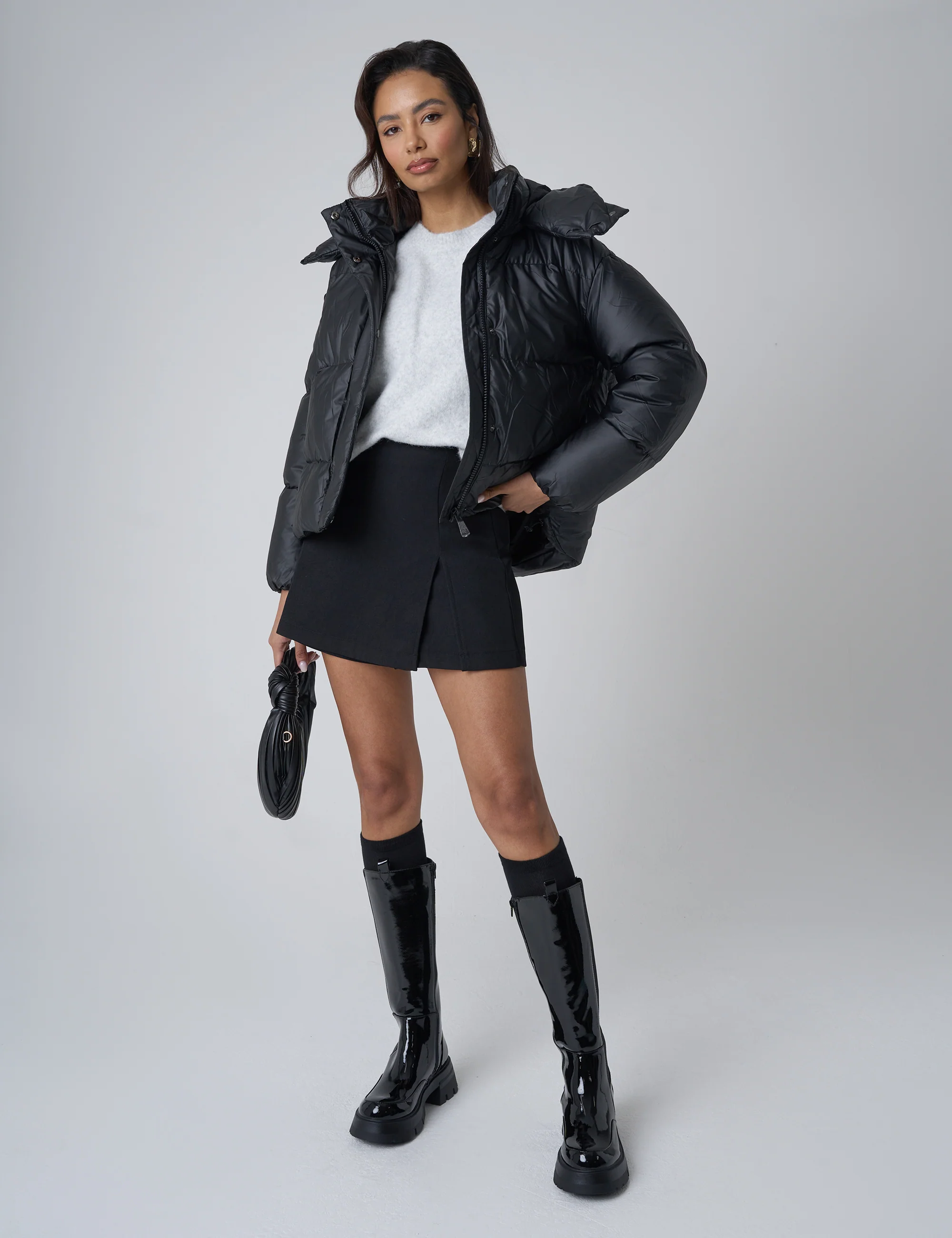 Hooded Puffer Coat Black - Image 3