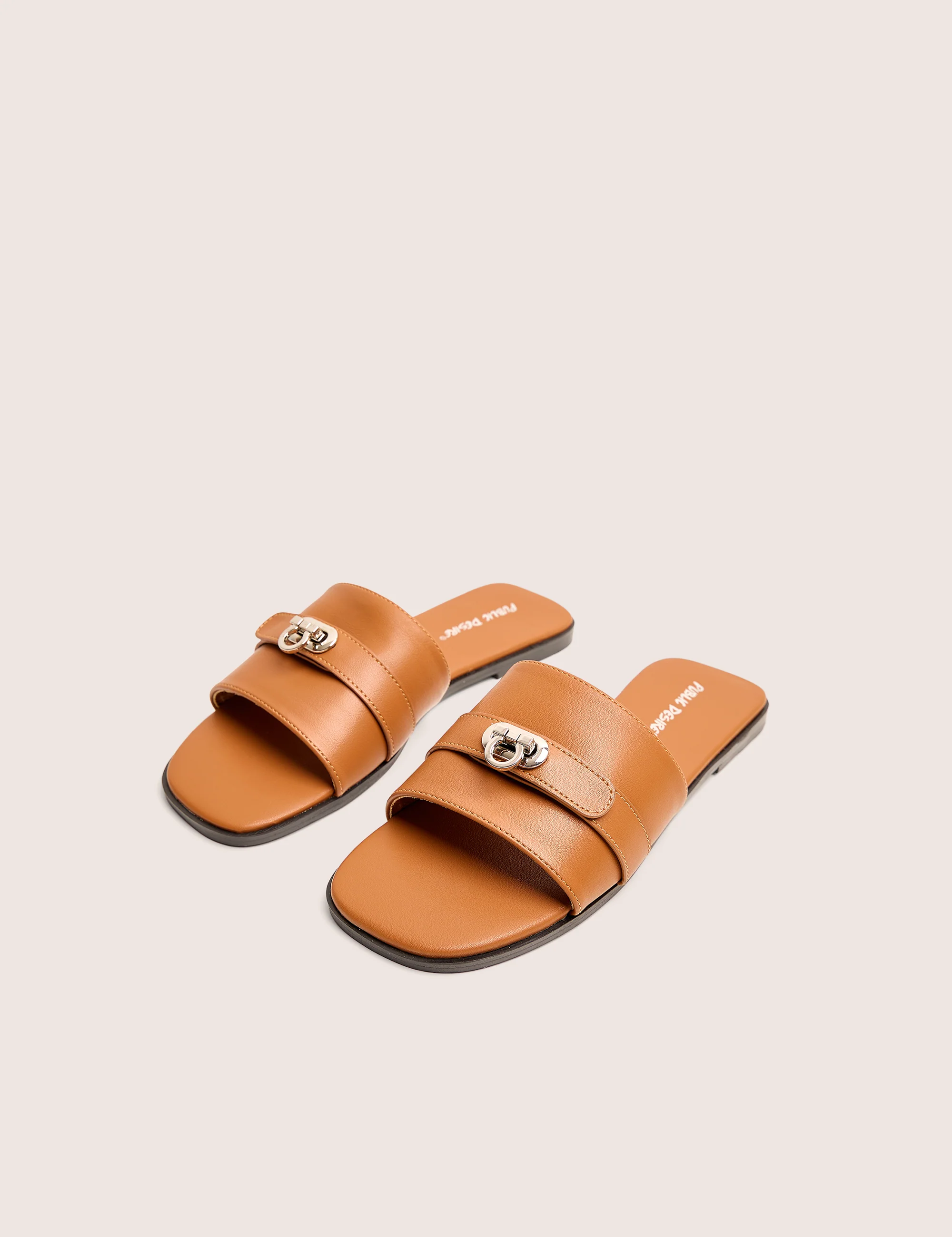 Radiance Brown Buckle Trim Flat Sandals - Image 3