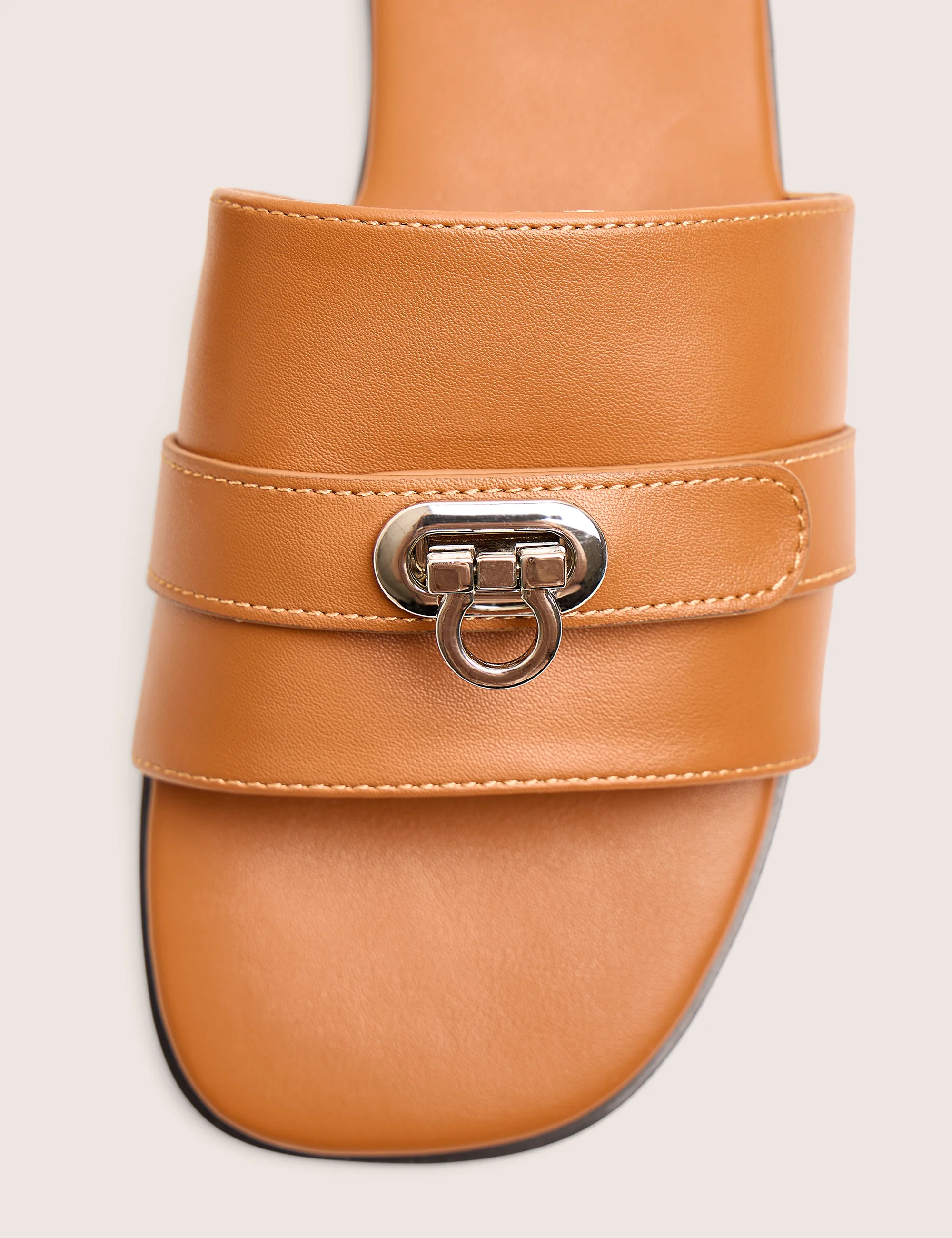 Radiance Brown Buckle Trim Flat Sandals - Image 4