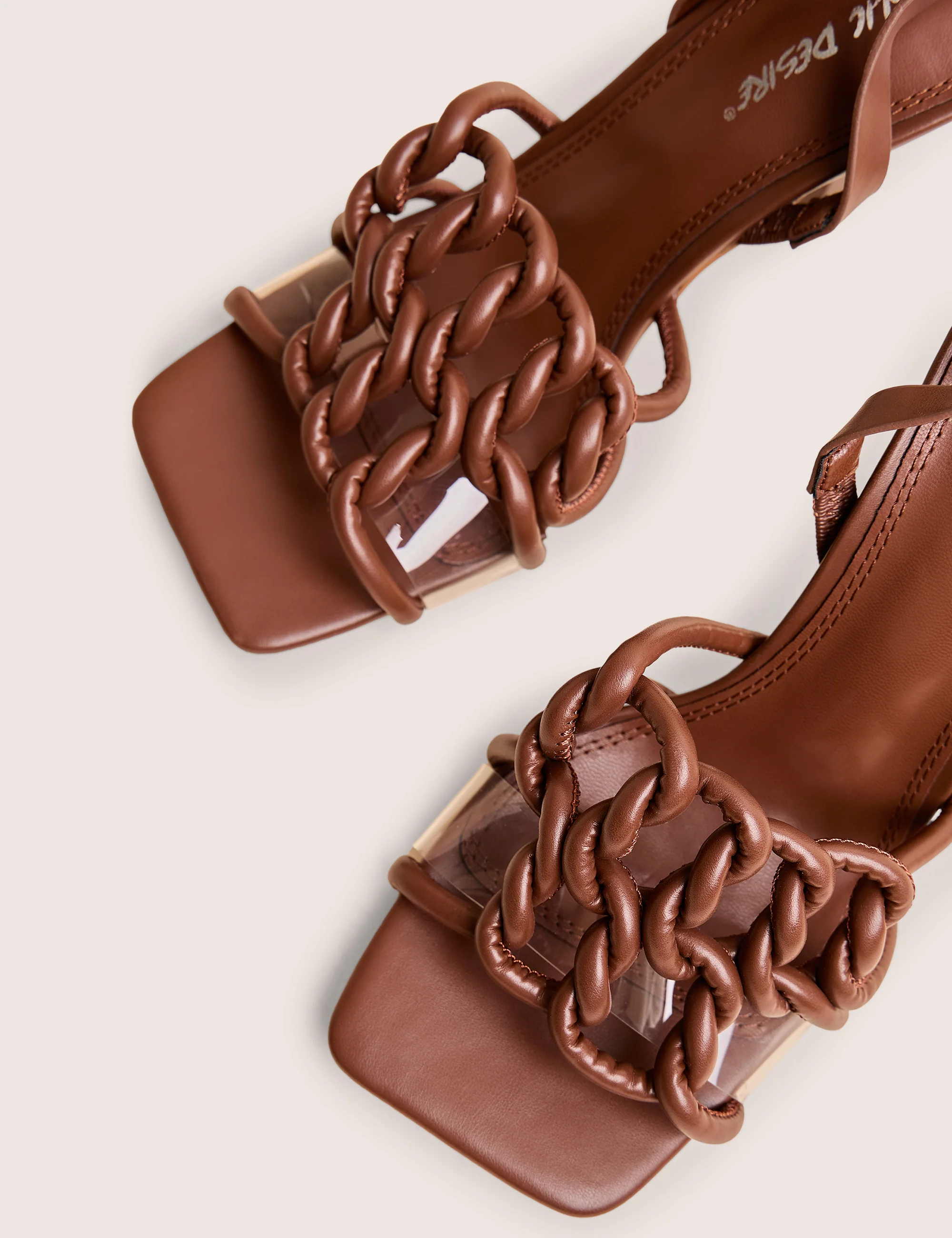 Rayne Chocolate Knotted Upper Slingback Square Toe Heels - Image 4