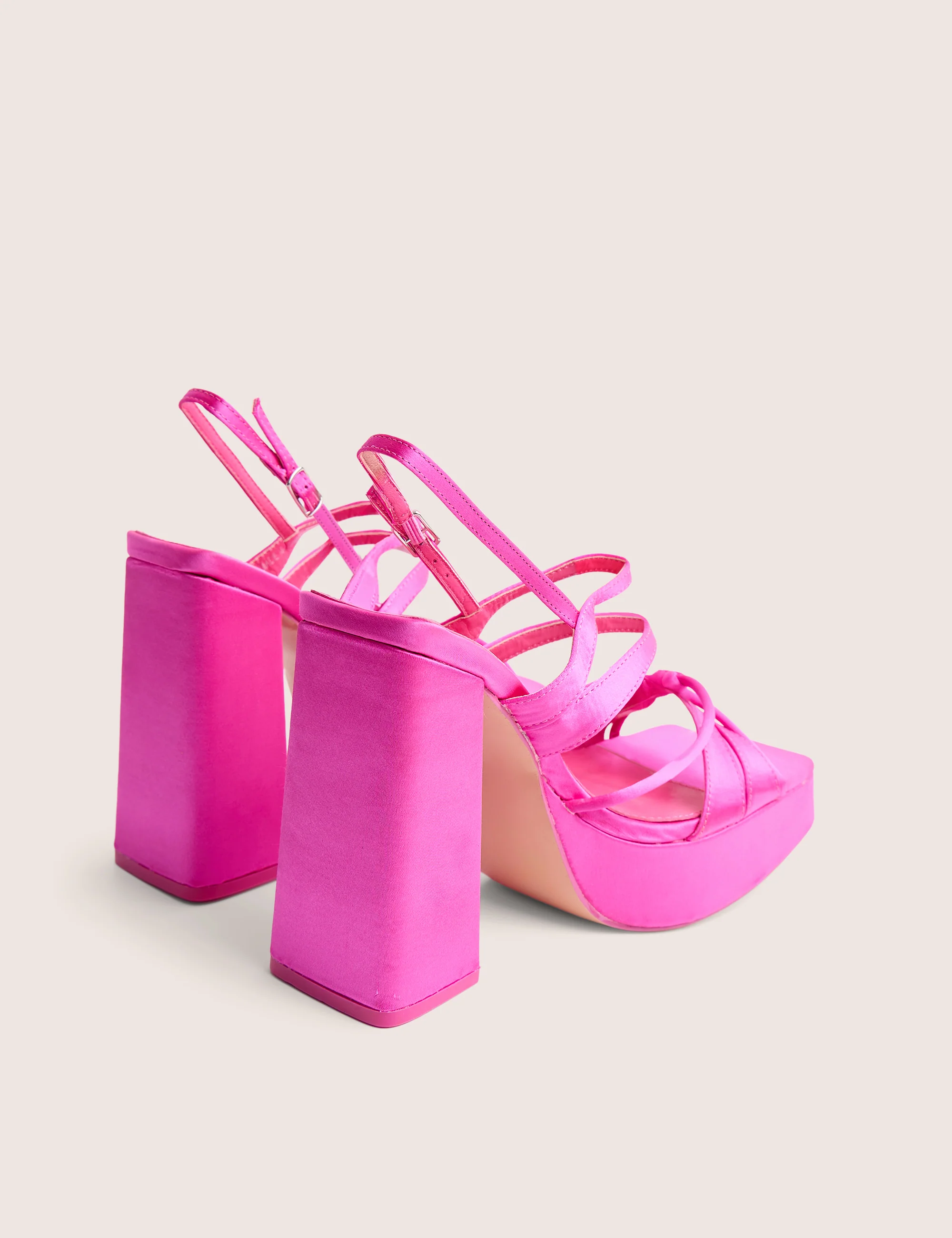 Renaissance Hot Pink Strappy Detail Platform Heels - Image 3