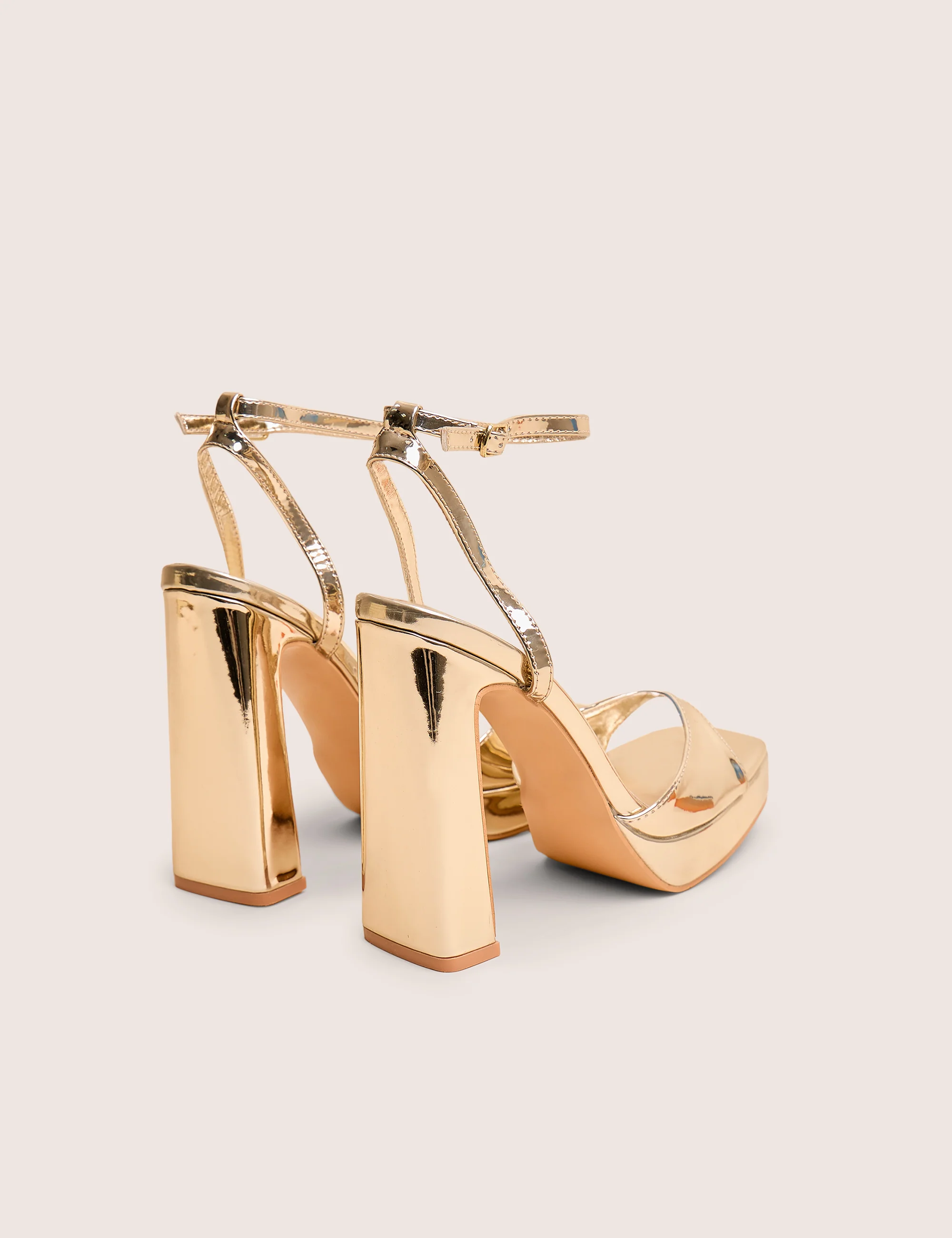 Resist Gold Peep Toe Barely There Platform Heels - Image 3