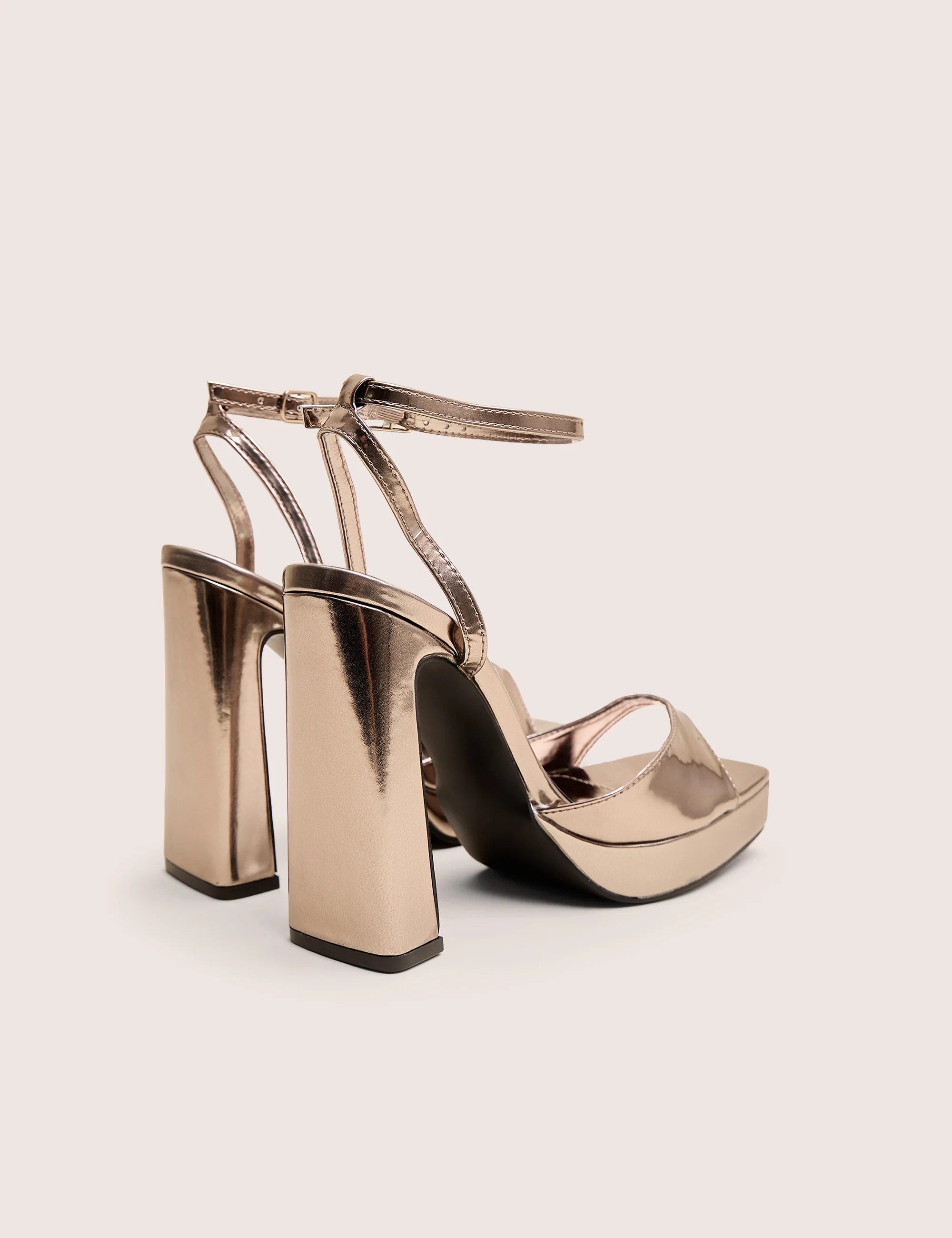Resist Pewter Metallic Peep Toe Barley There Platform Heels - Image 3