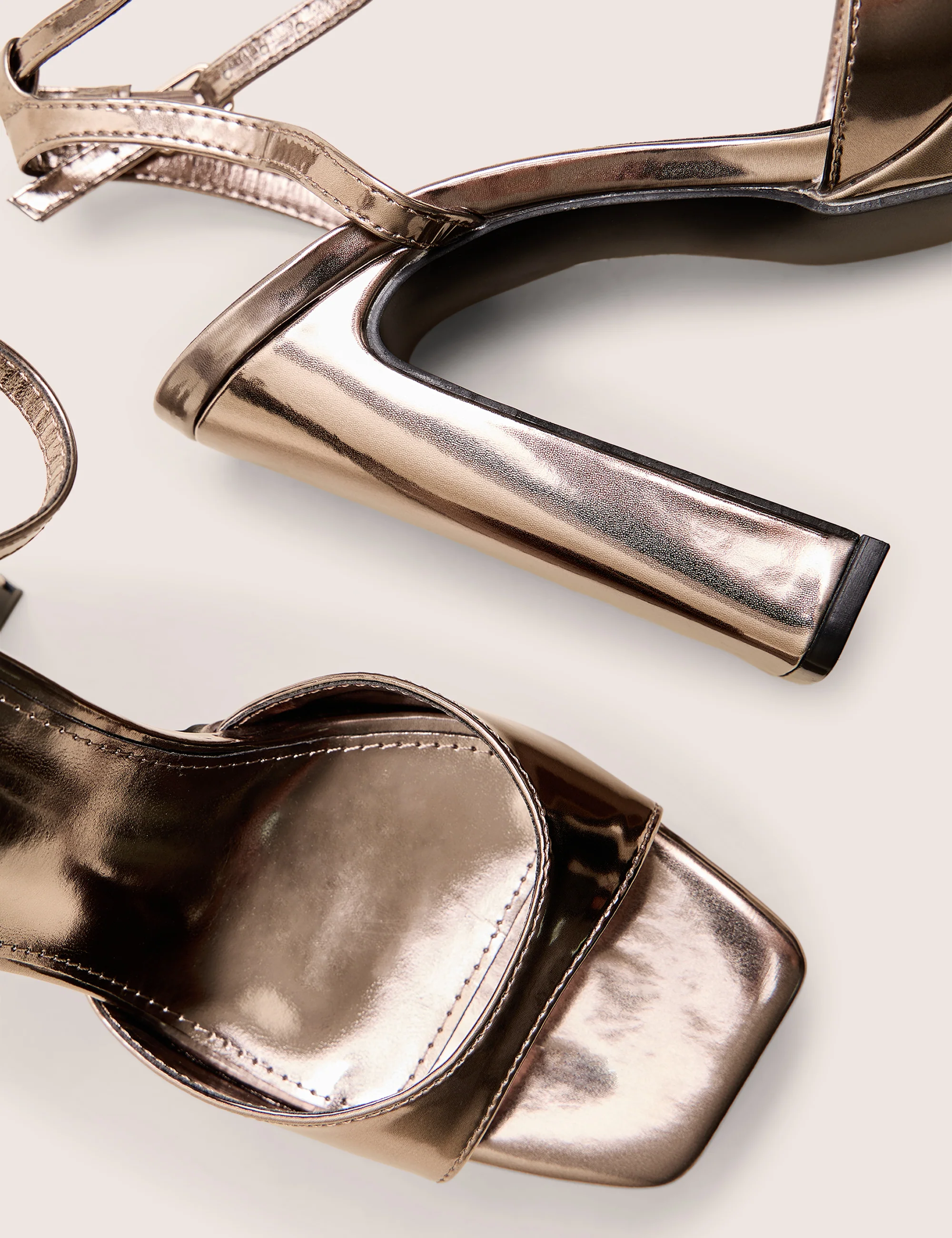 Resist Pewter Metallic Peep Toe Barley There Platform Heels - Image 4