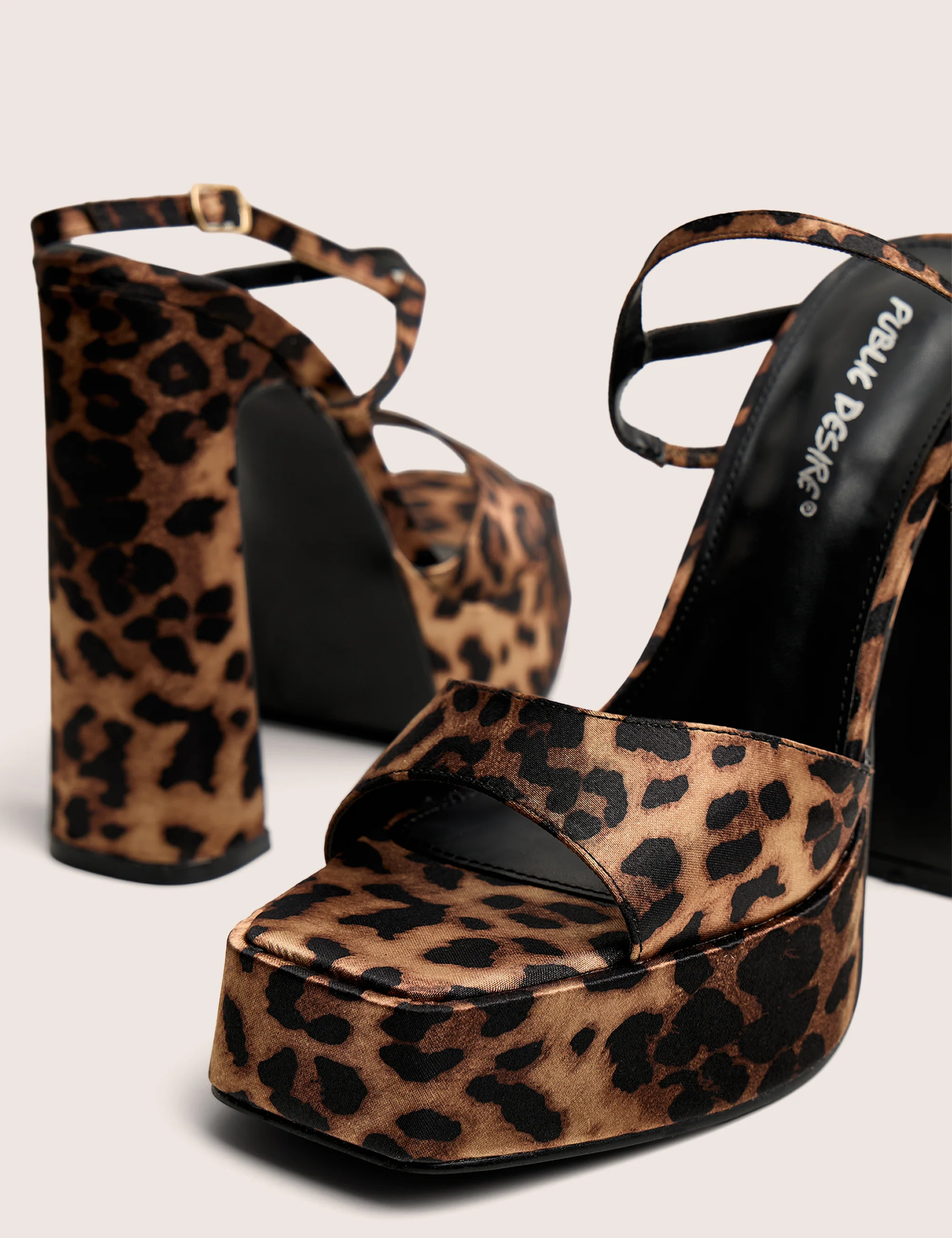 Retro Leopard Platform Strappy Heels - Image 4