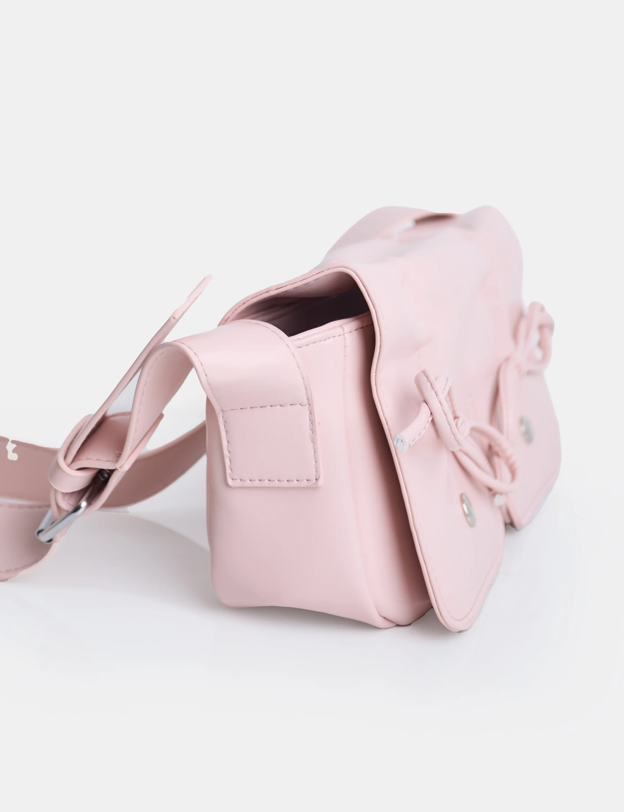 Ribbon Baby Pink Ruched Shoulder Bag - Image 3