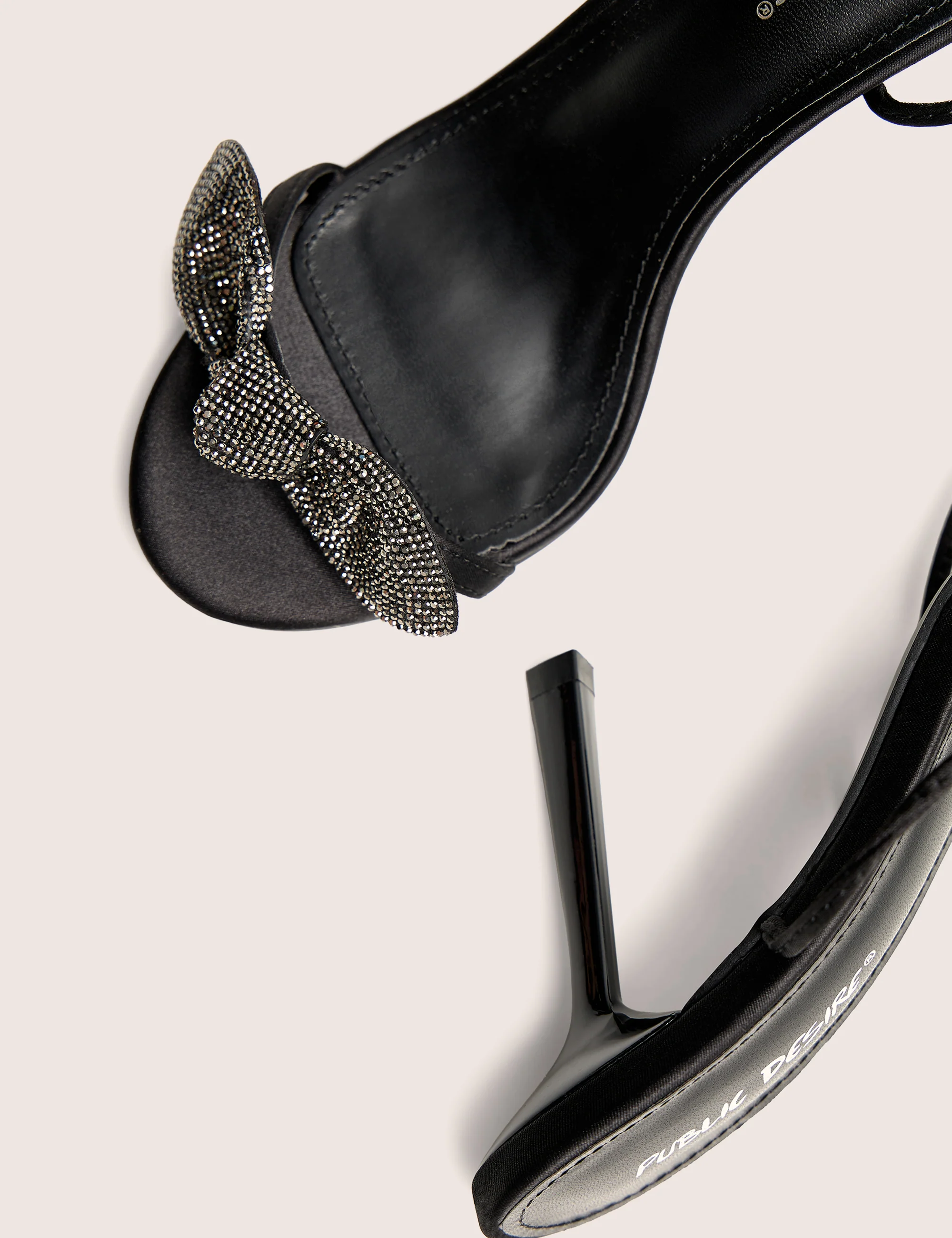 Rose Black Embellished Bow Tie Wrap Around Heels - Image 6