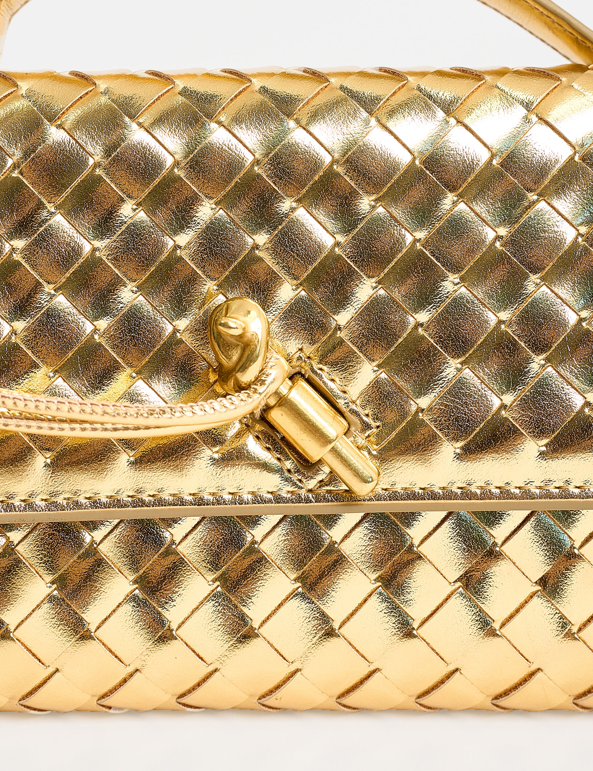 The Rose Metallic Gold Weave Rectangle Clutch Bag - Image 3
