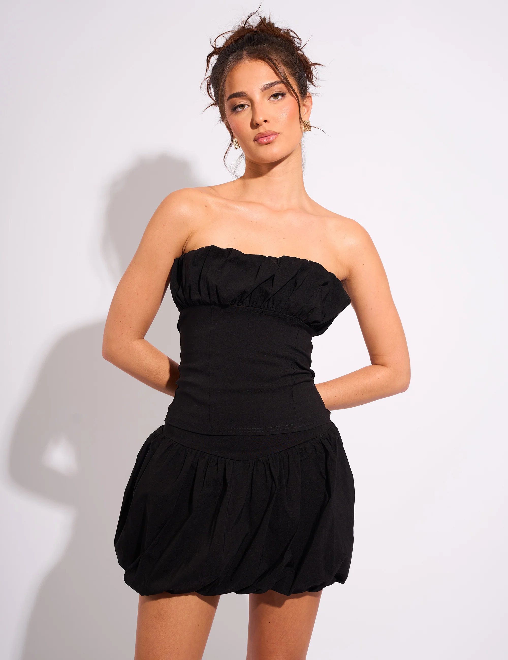 Ruffle Bandeau Top Black - Image 5
