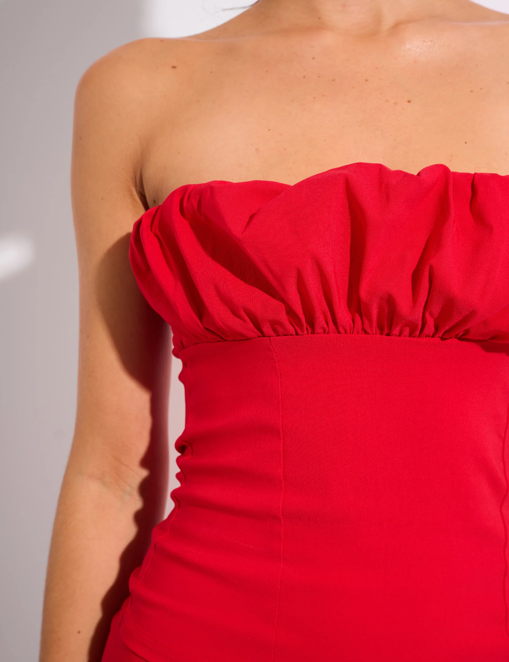 Ruffle Bandeau Top Co Ord Red - Image 8
