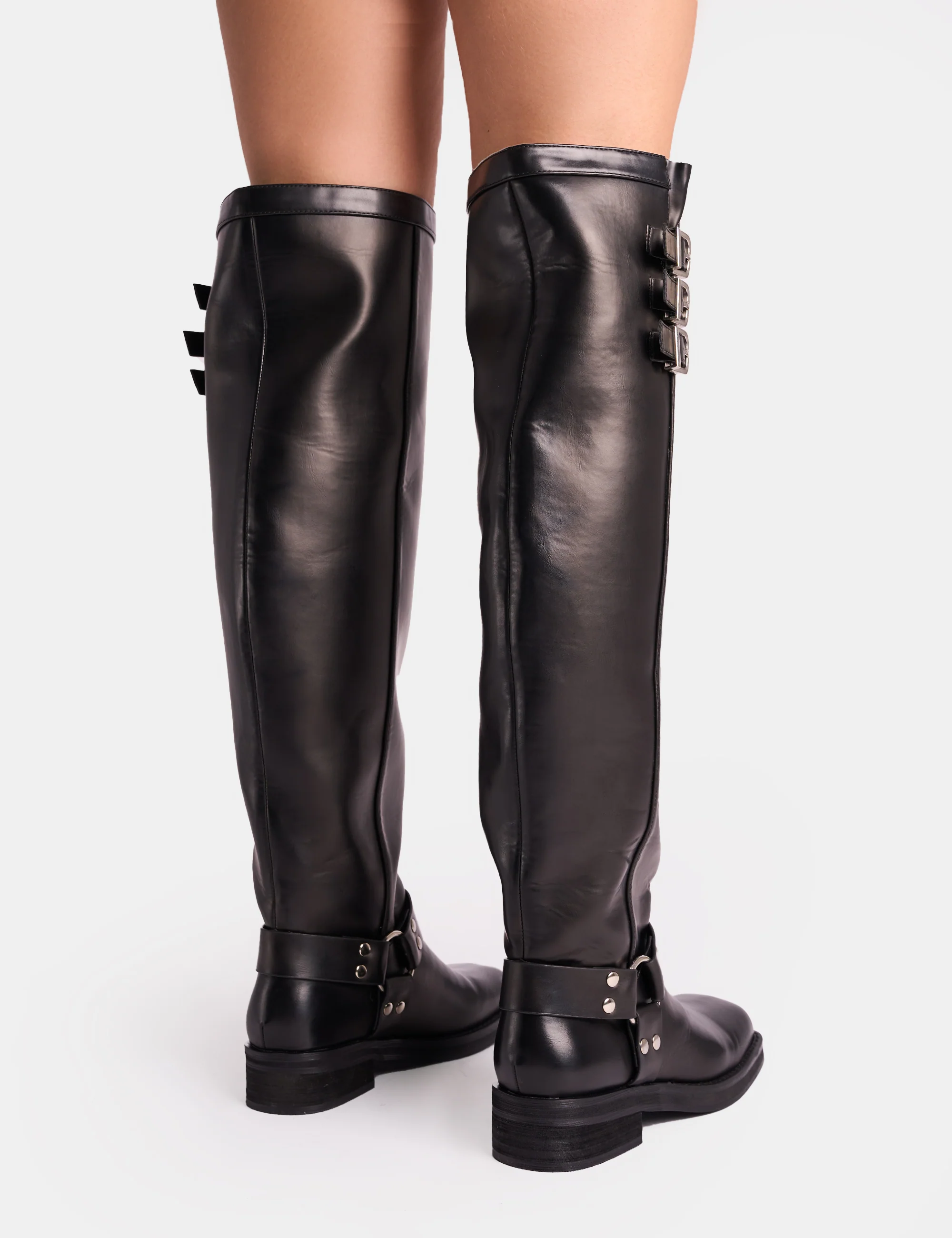 Sagittarius Vintage Black Buckle Detail Over The Knee Boots - Image 3