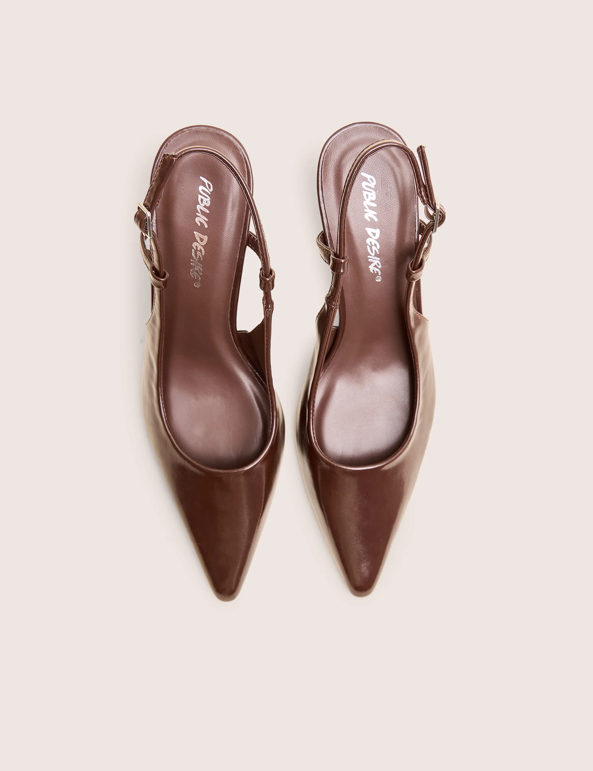 Salsa Chocolate Sling Back Pointed Toe Heels - Image 2