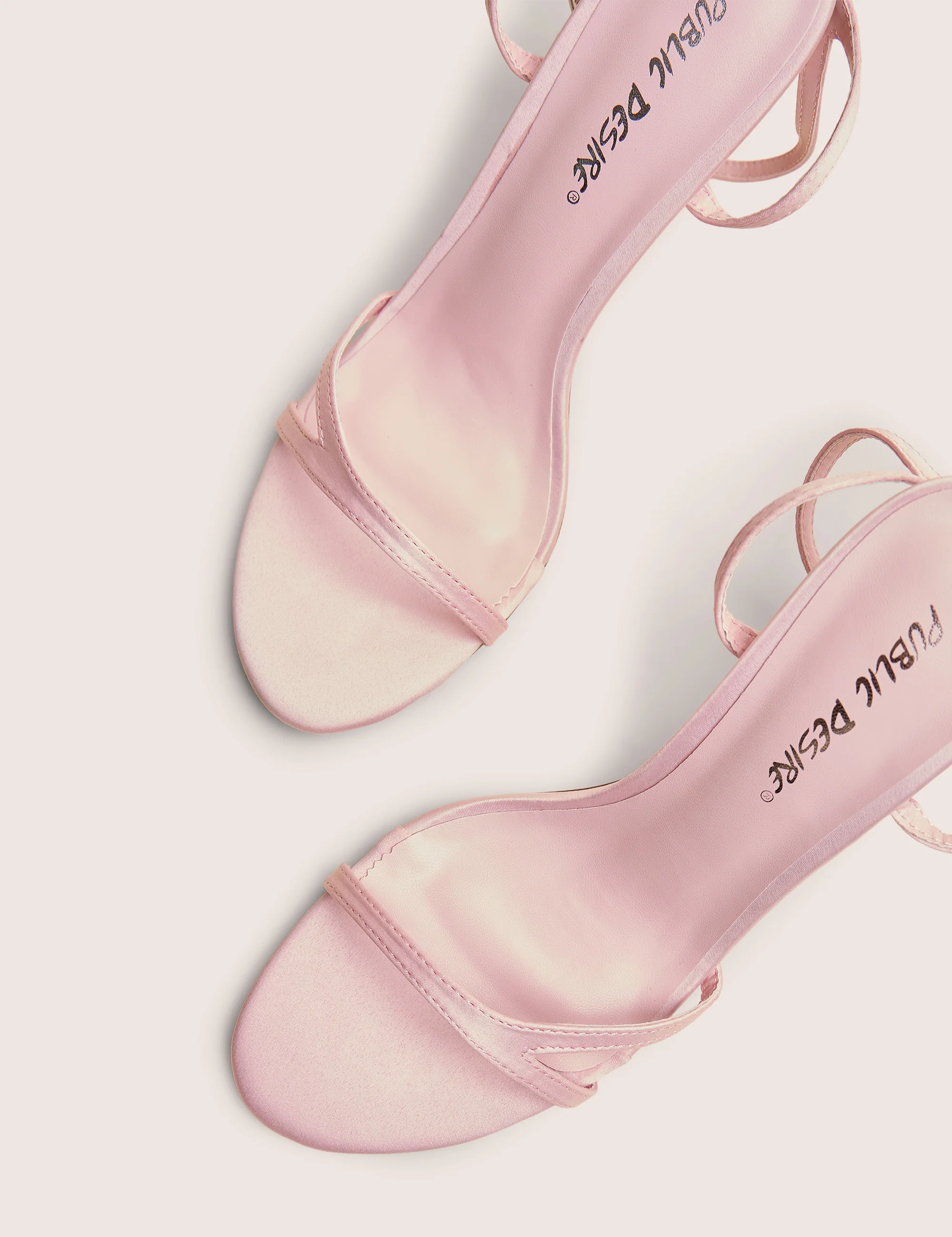 Samba Baby Pink Satin Strappy Barely There Stiletto High Heels - Image 4