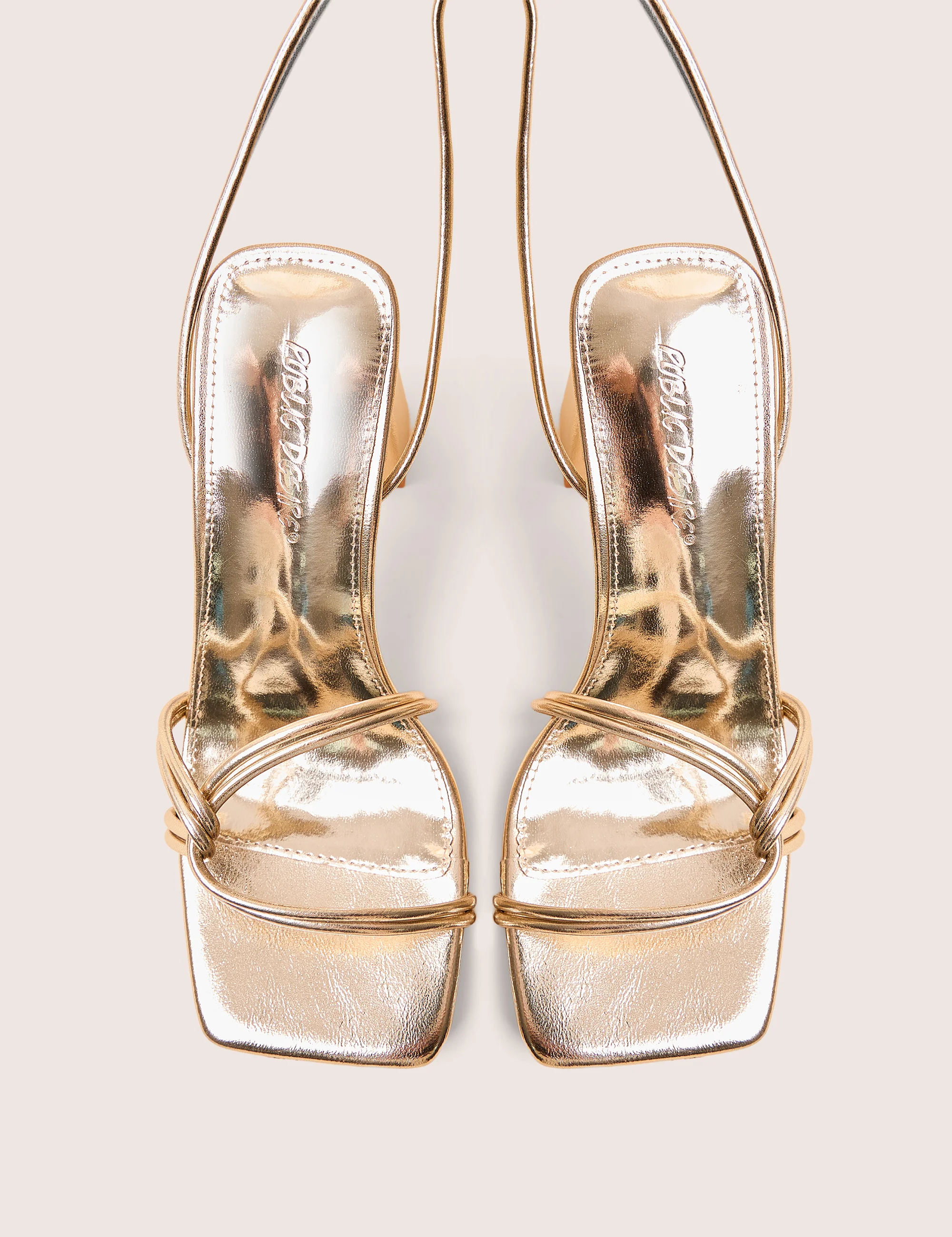 Schiffer Gold Cracked Pu Lace Up Block Heels - Image 2