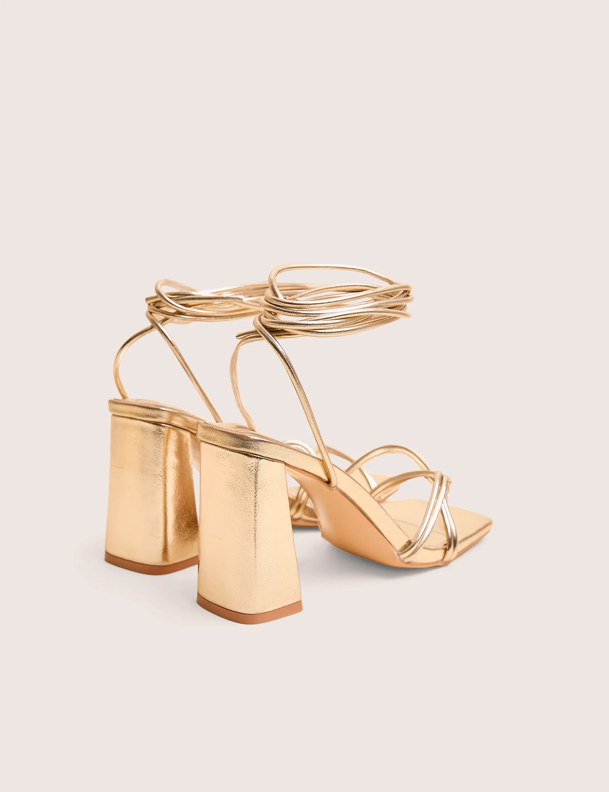Schiffer Gold Cracked Pu Lace Up Block Heels - Image 3