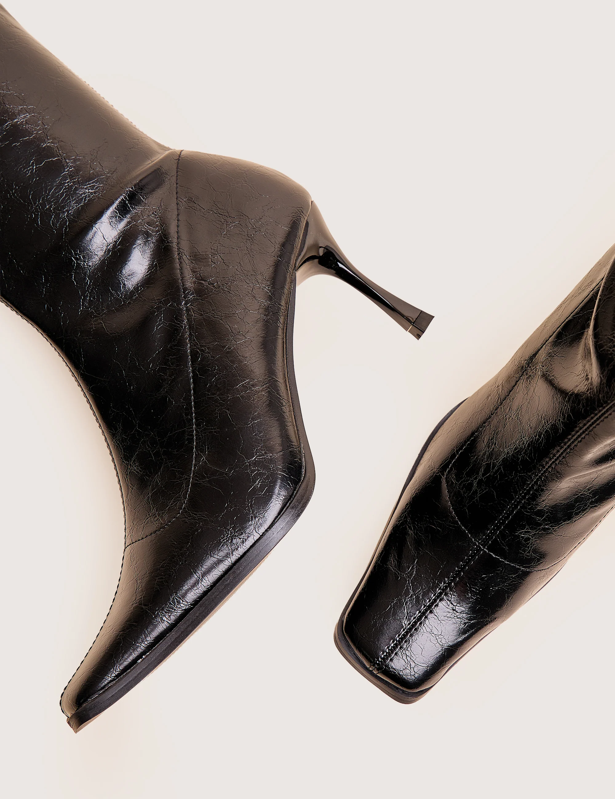 Scorpion Cracked Black Mid Heel Sock Knee High Boots - Image 4