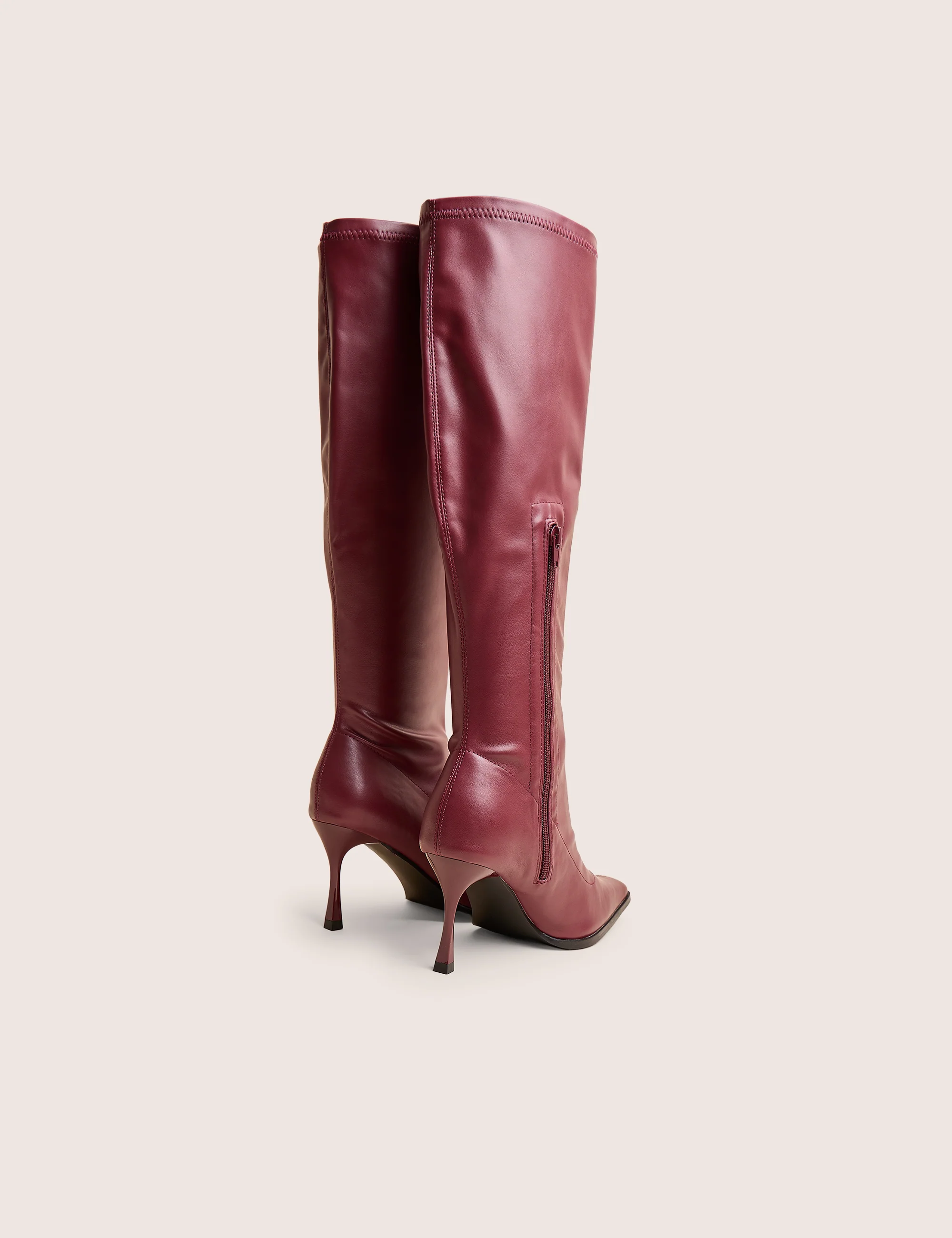 Scorpion Burgundy Mid Heel Sock Knee High Boots - Image 3