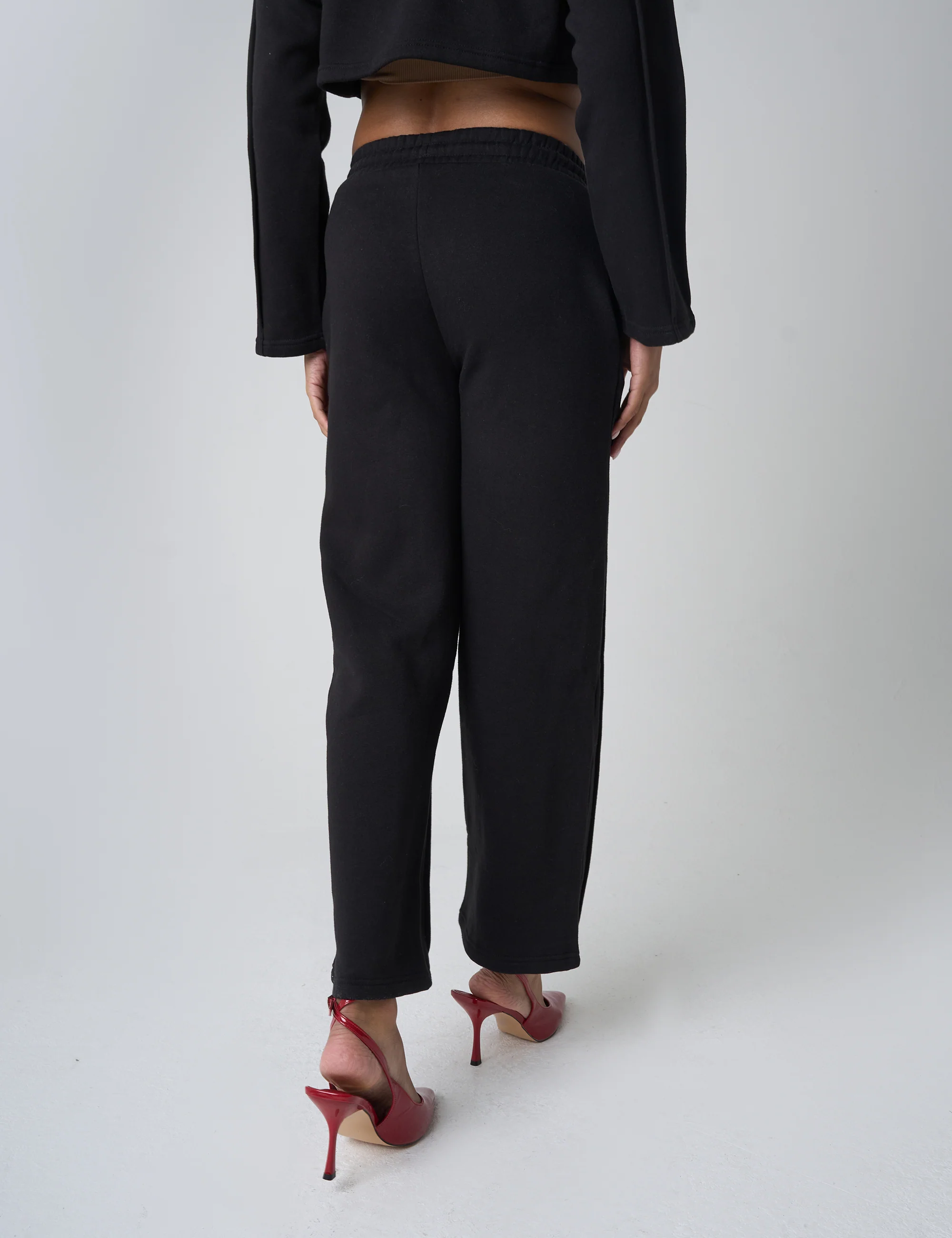 Seam Detail Cuffed Joggers Black - Image 3