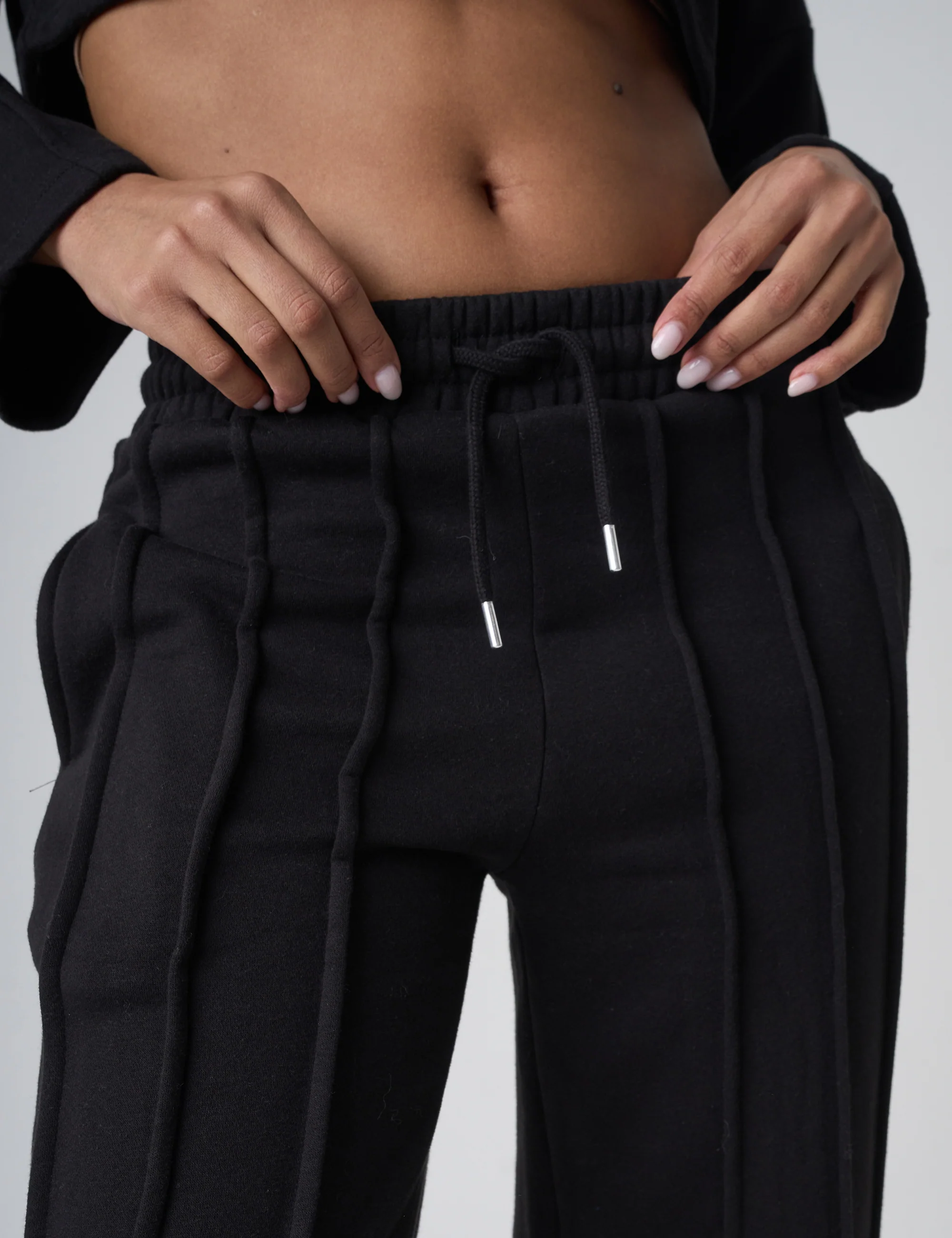 Seam Detail Cuffed Joggers Black - Image 4