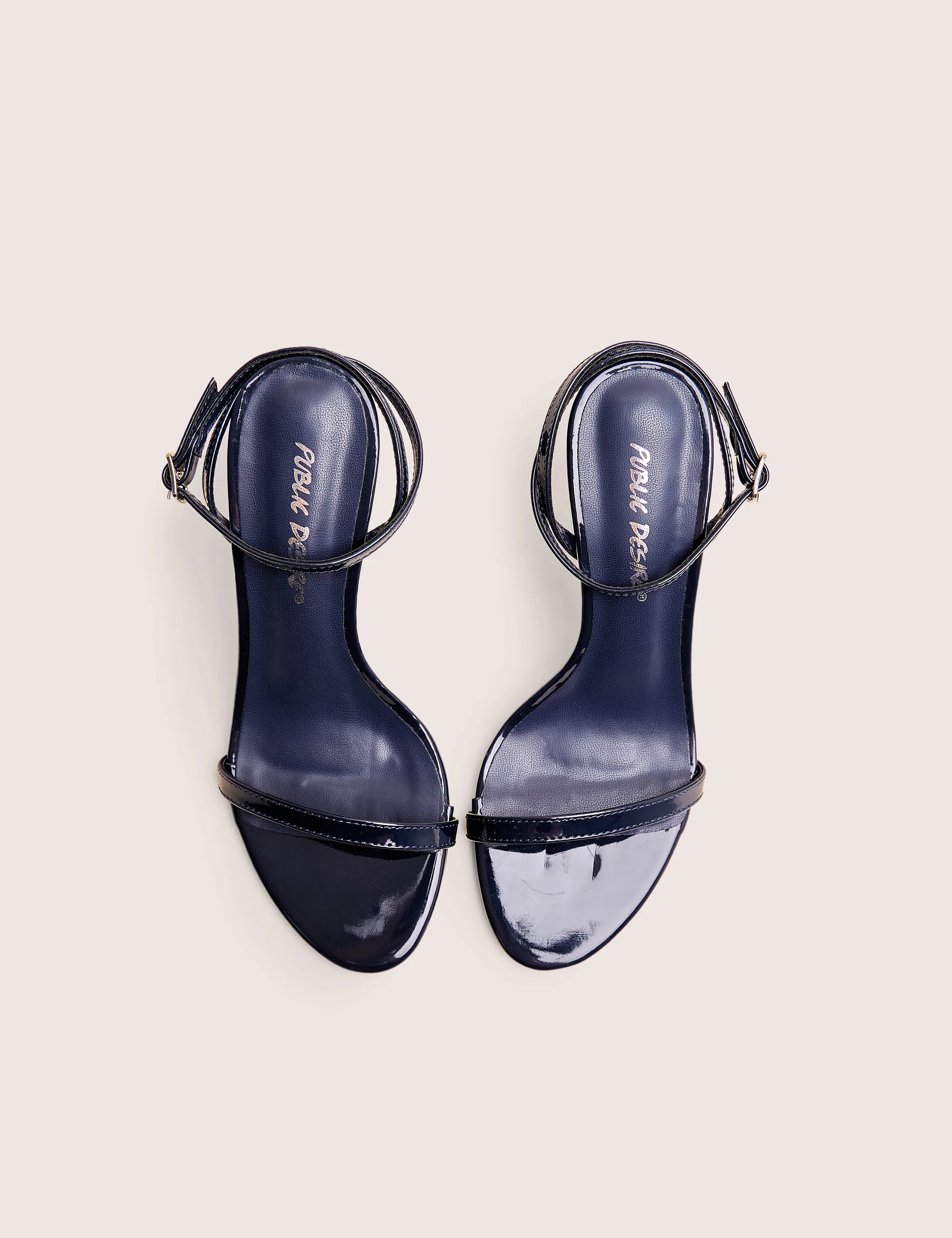 Selene Navy Patent Curved Heels Barely There - Image 2