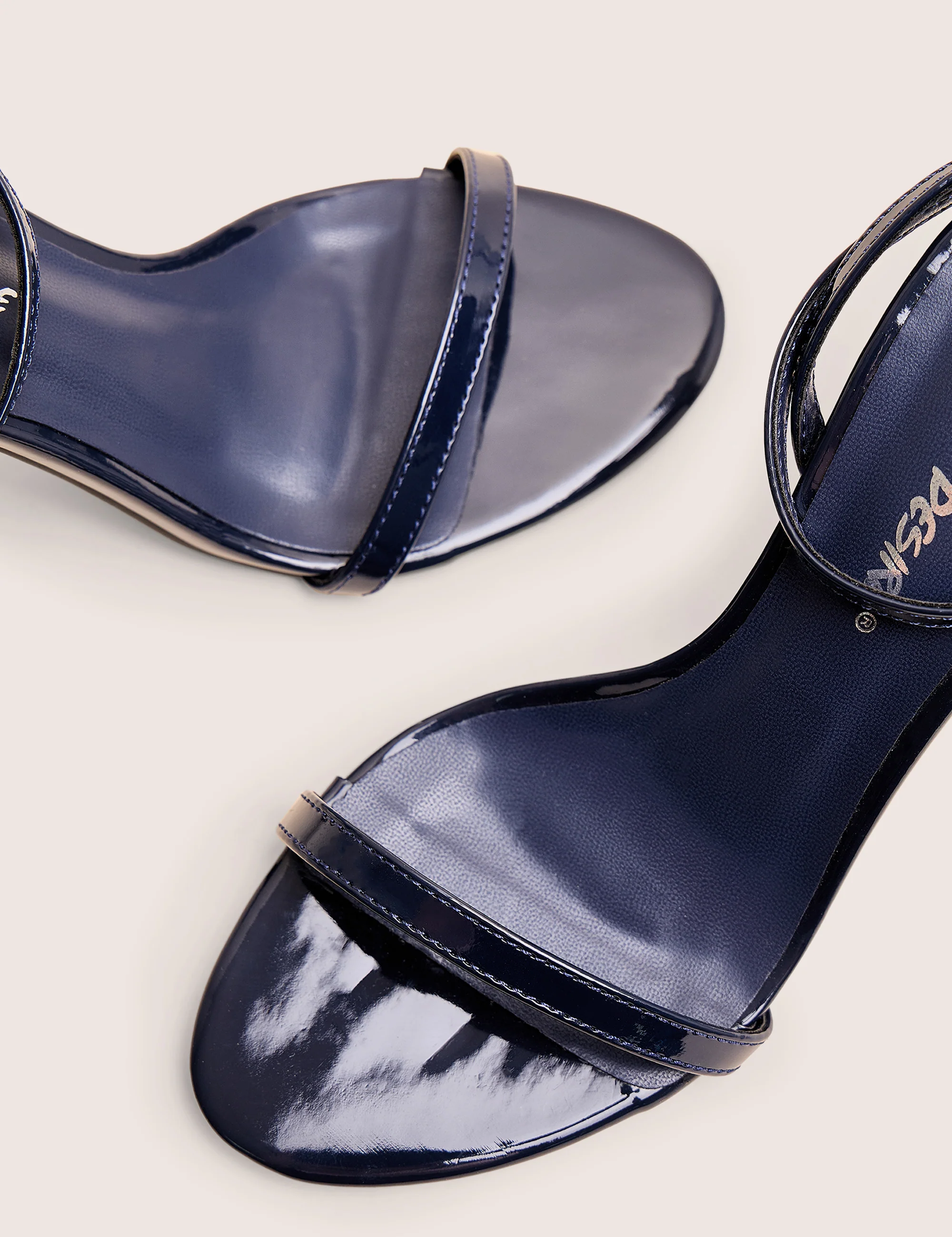Selene Navy Patent Curved Heels Barely There - Image 4