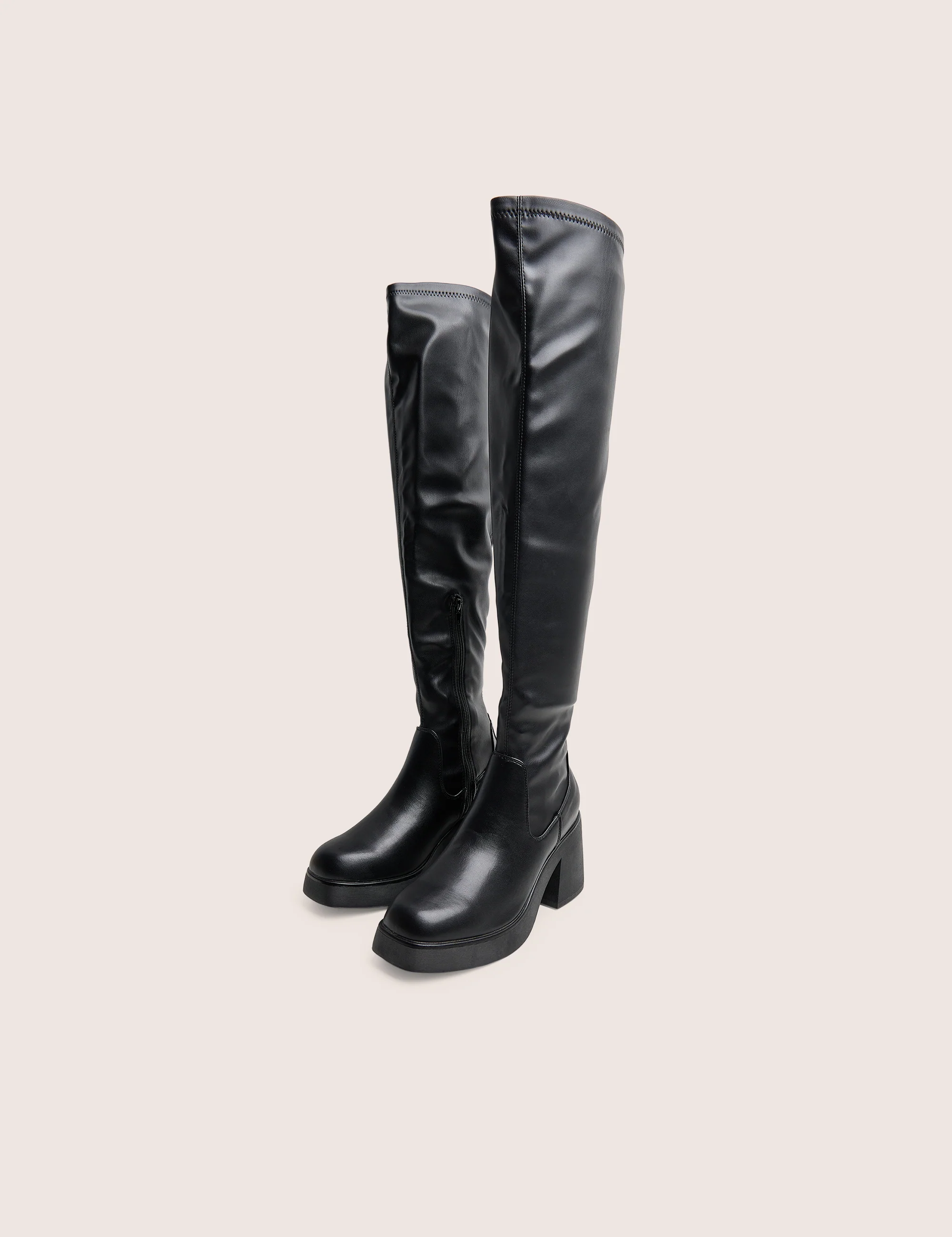 Sensored Black Chunky Sole Sock Over the Knee Boots - Image 2