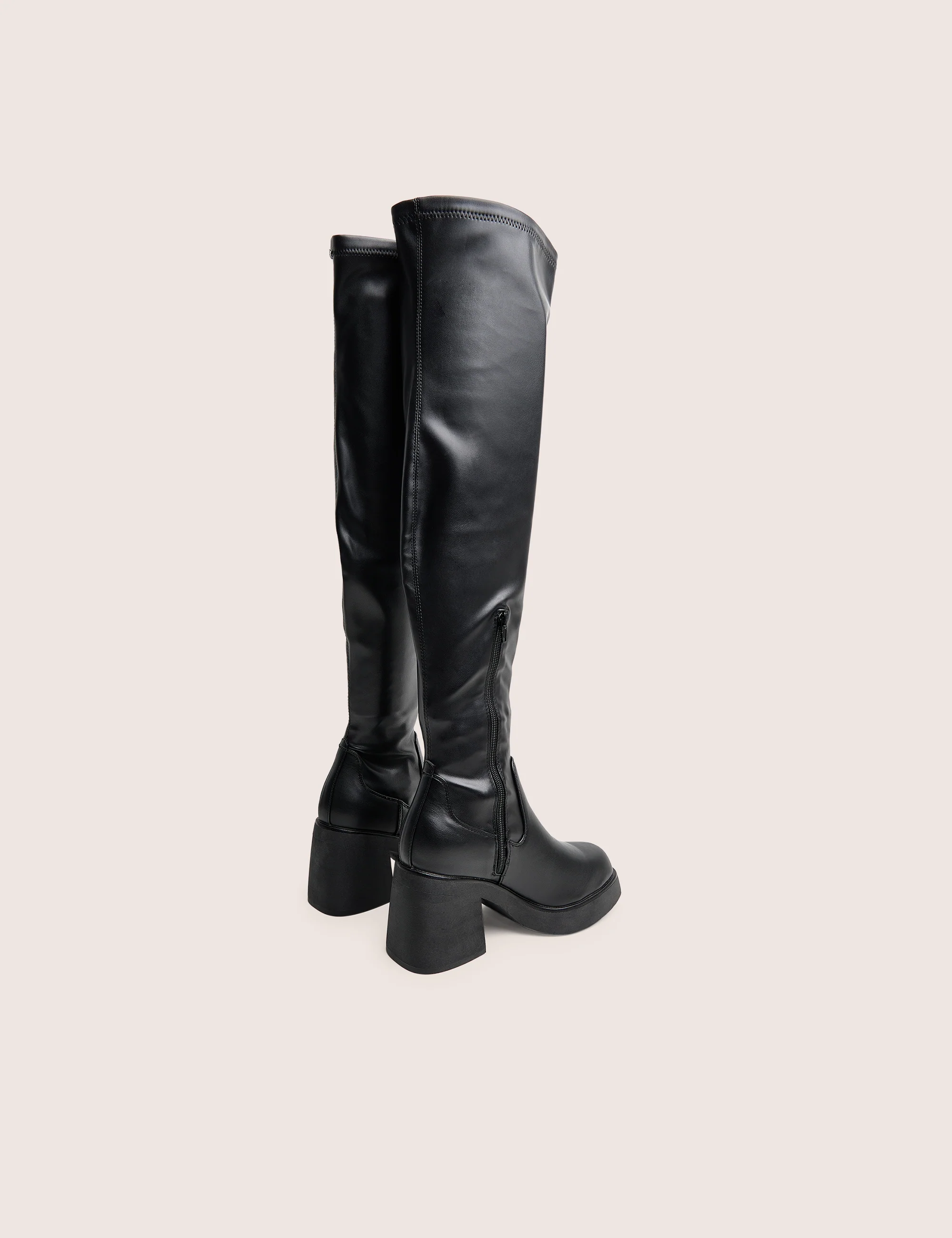 Sensored Black Chunky Sole Sock Over the Knee Boots - Image 3