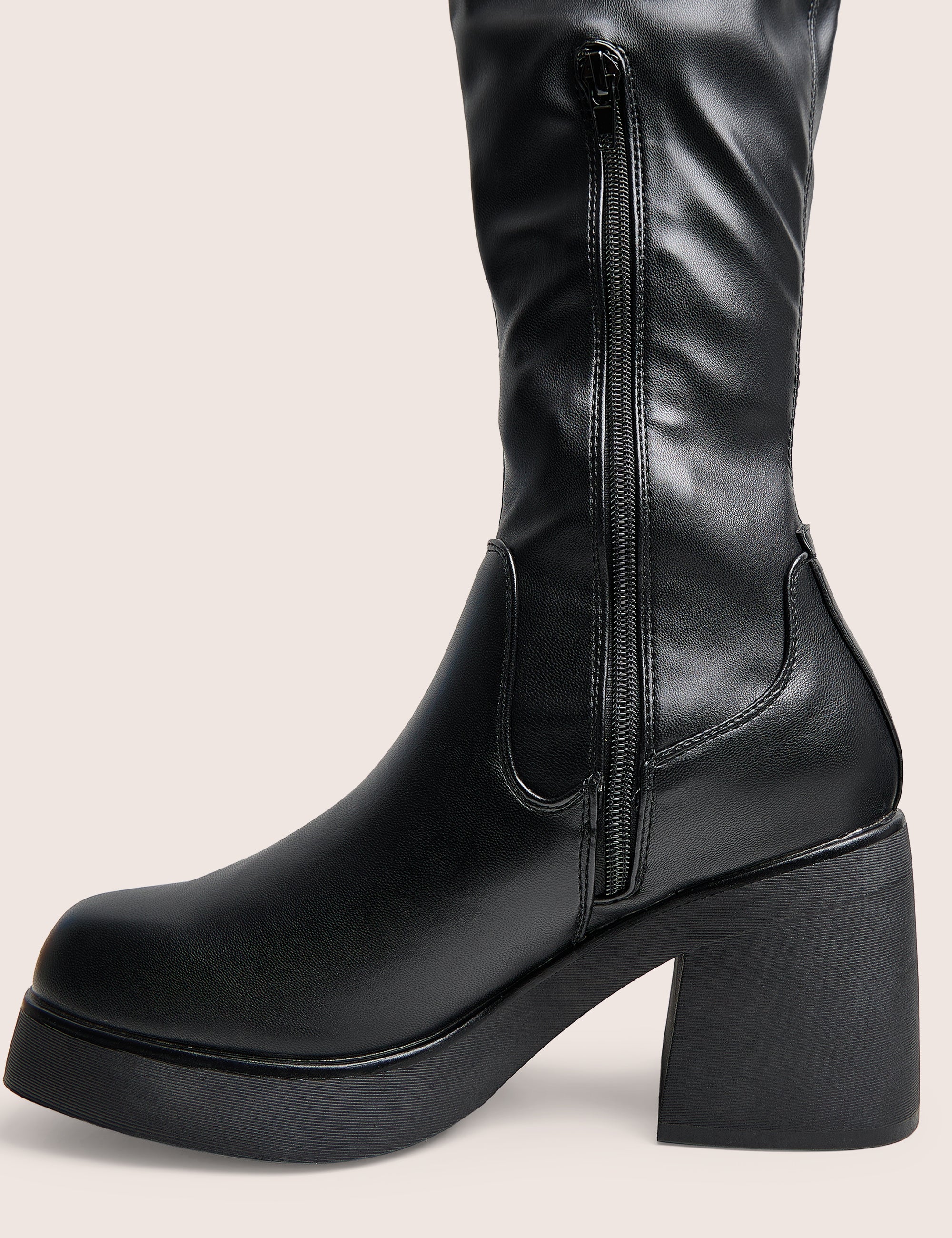 Sensored Black Chunky Sole Sock Over the Knee Boots - Image 4