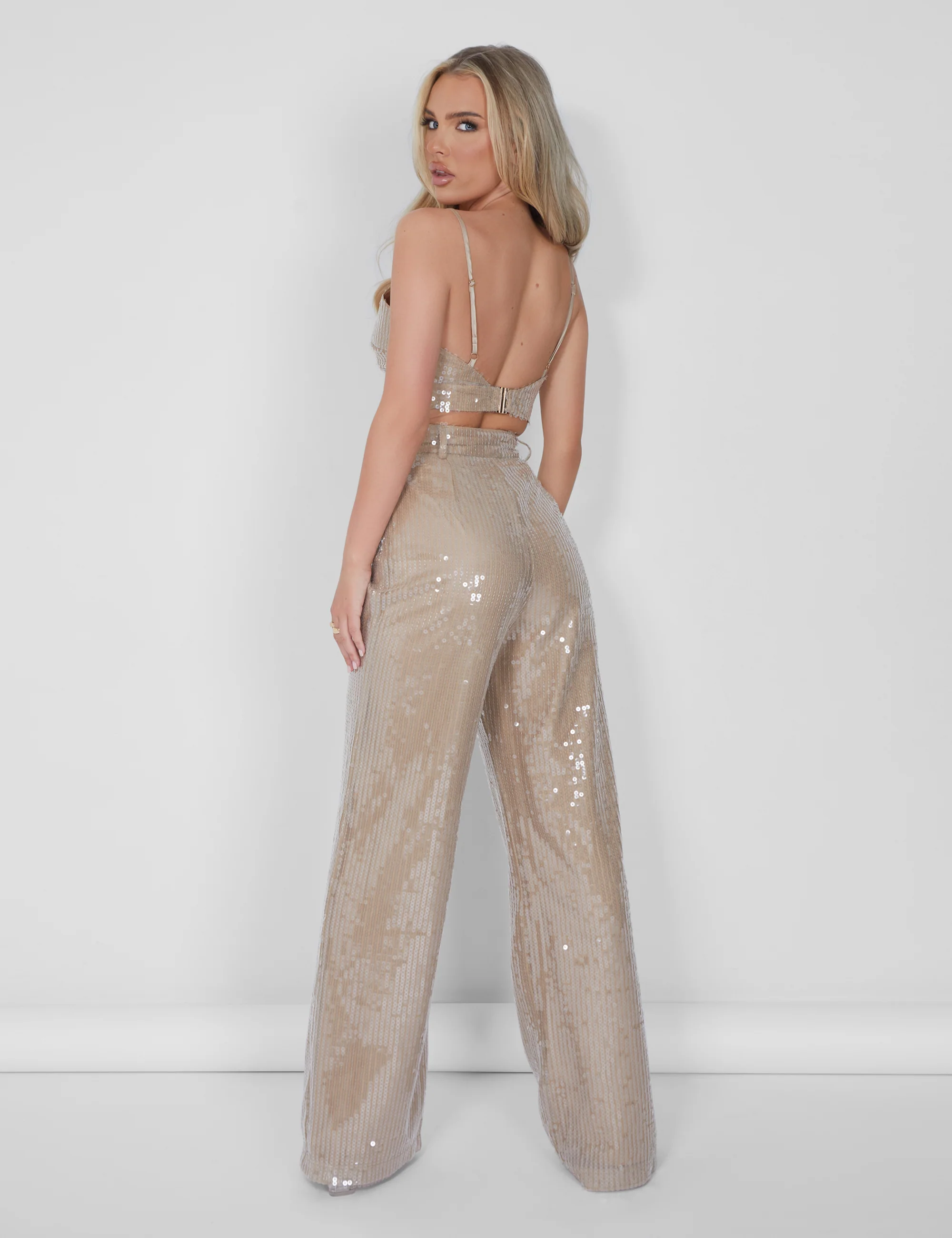 Sequin Bralet Crop Top Nude - Image 14