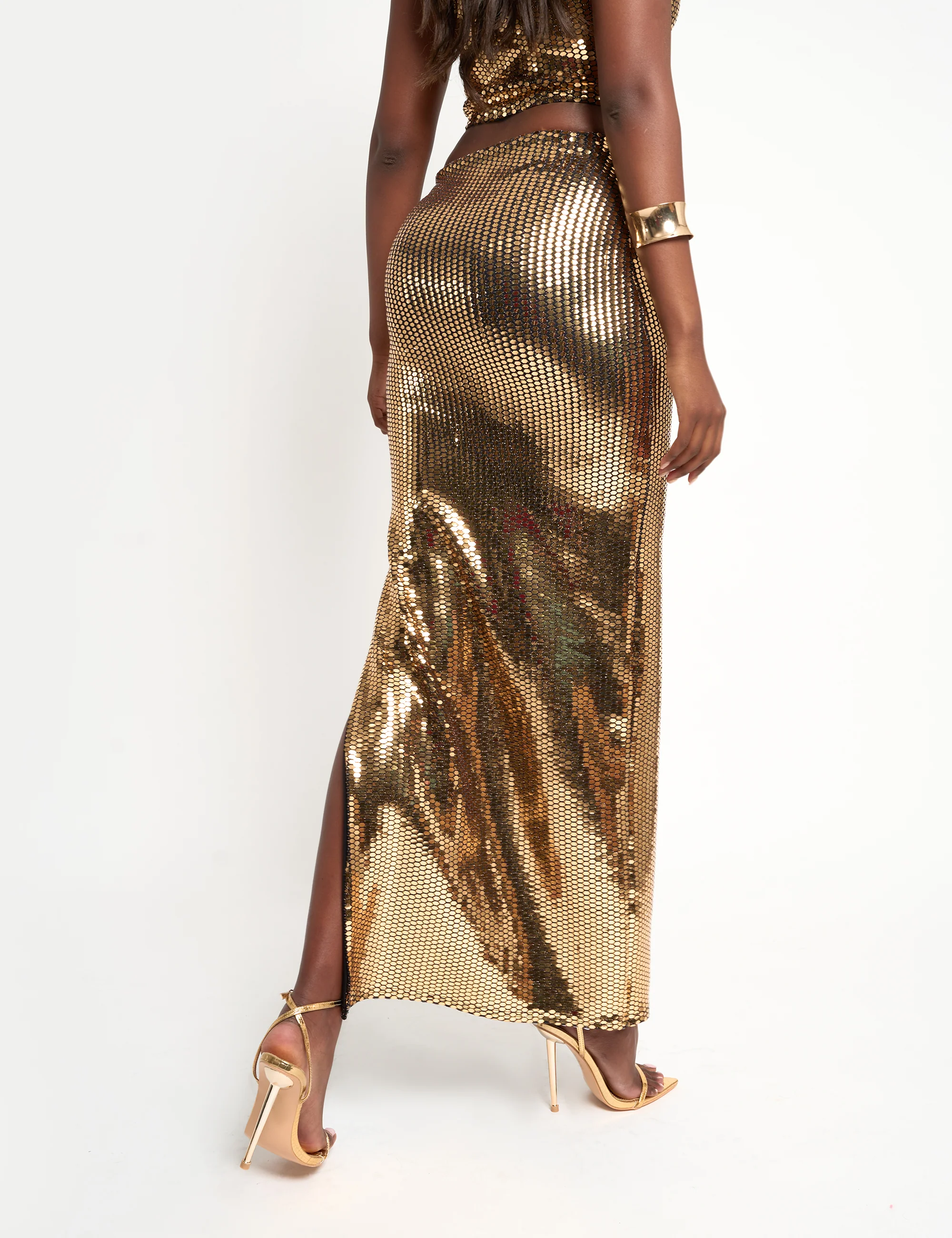 Sequin Maxi Skirt Gold - Image 3