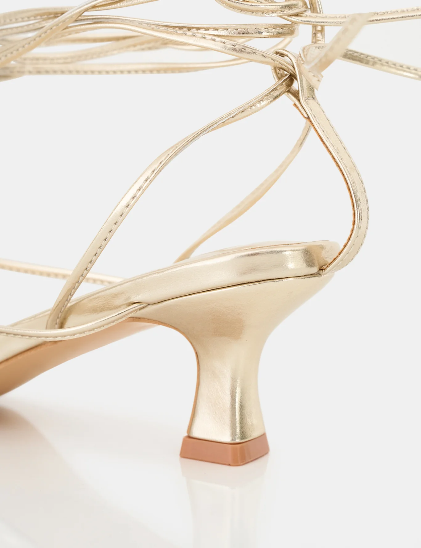 Shibuya Gold Snake Pu Square Toe Lace Up Low Heels - Image 6
