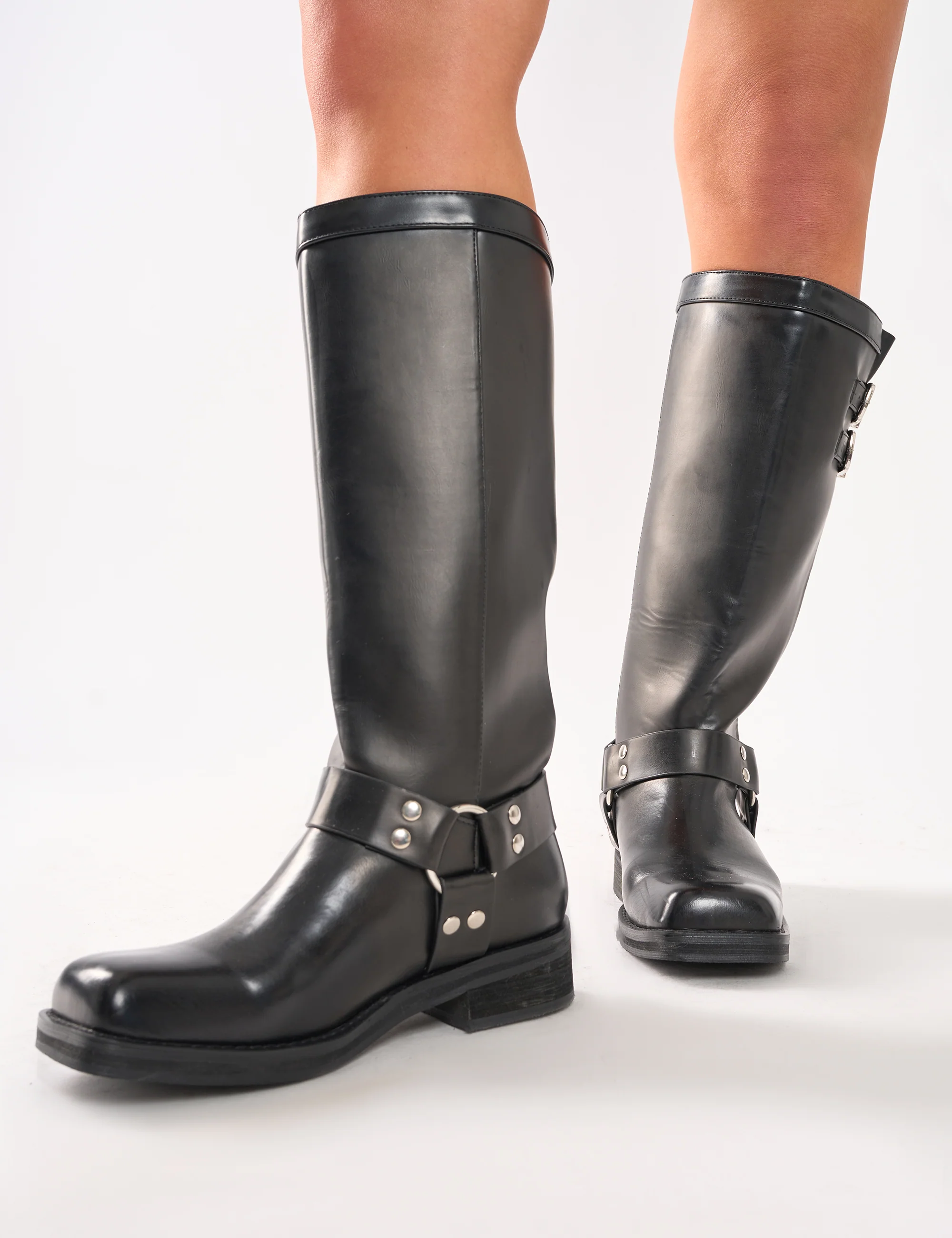 Sirius Black Vintage Buckle Knee Hight Flat Boots - Image 9
