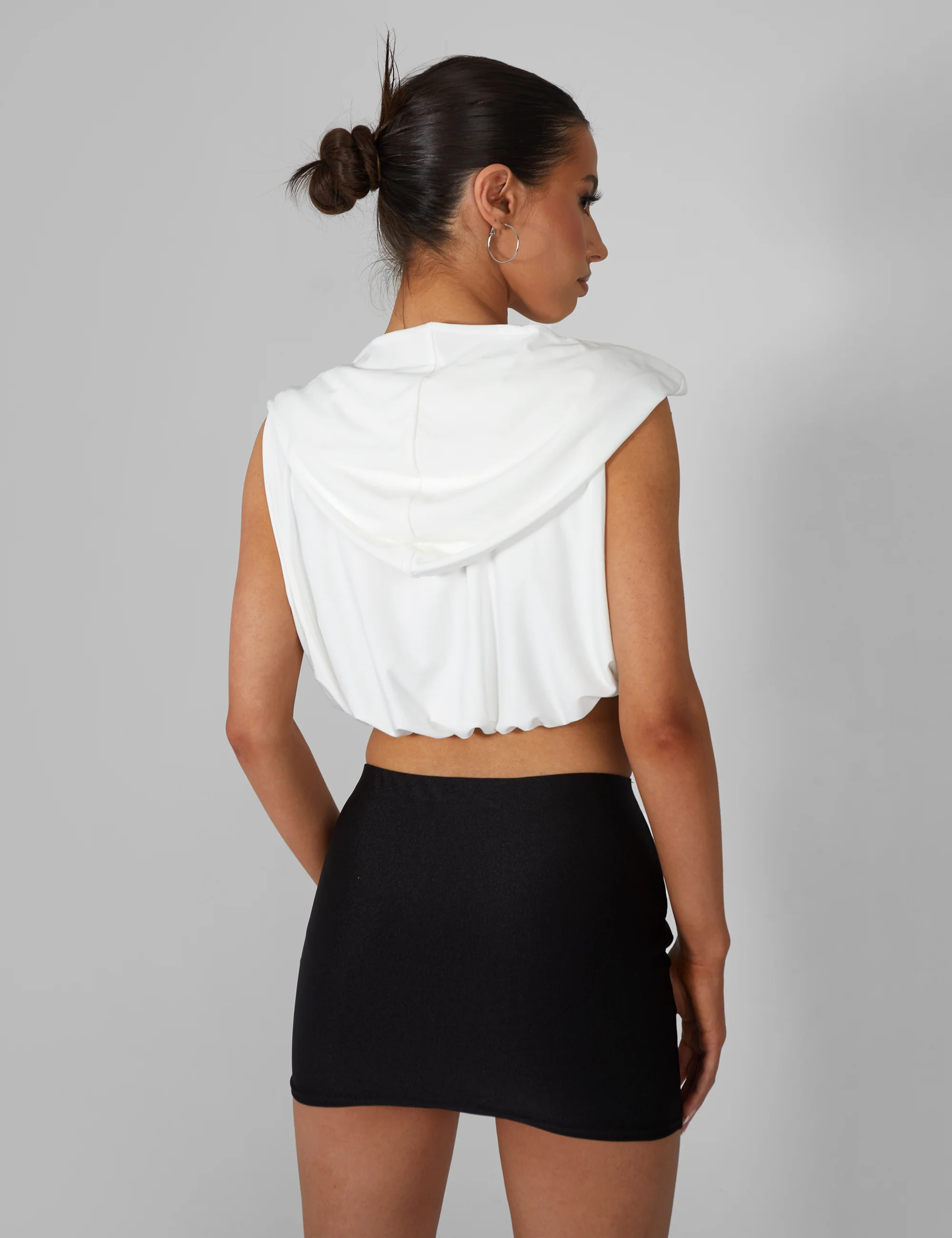 Sleeveless Wrap Front Top With Hood Ivory - Image 4