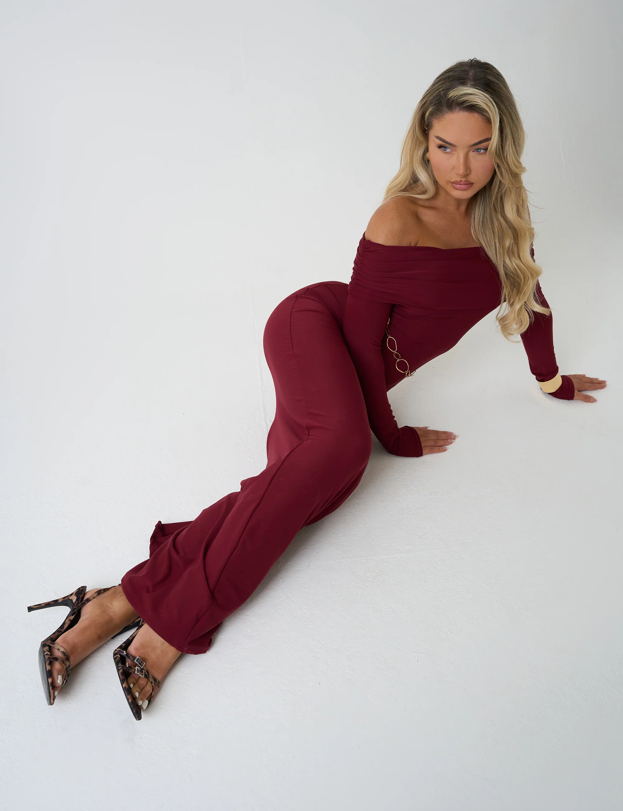Bardot Luxe Slinky Maxi Dress Burgundy - Image 6