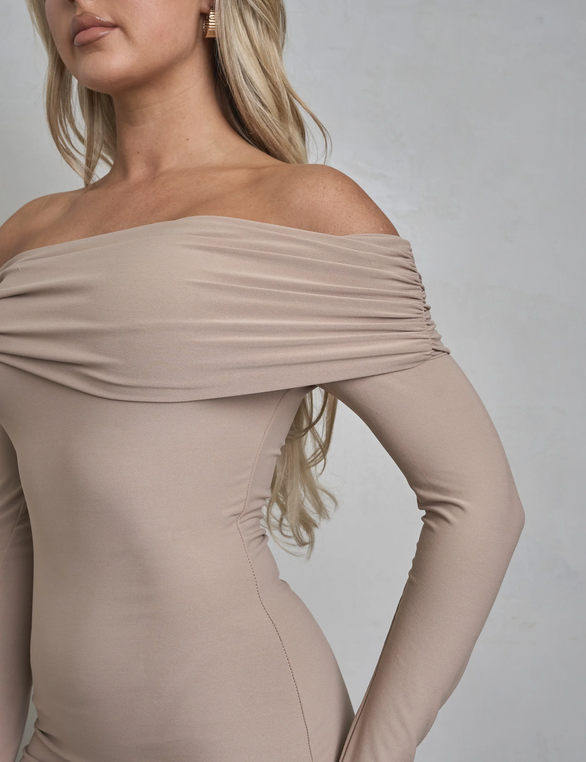 Bardot Luxe Slinky Maxi Dress Latte - Image 10