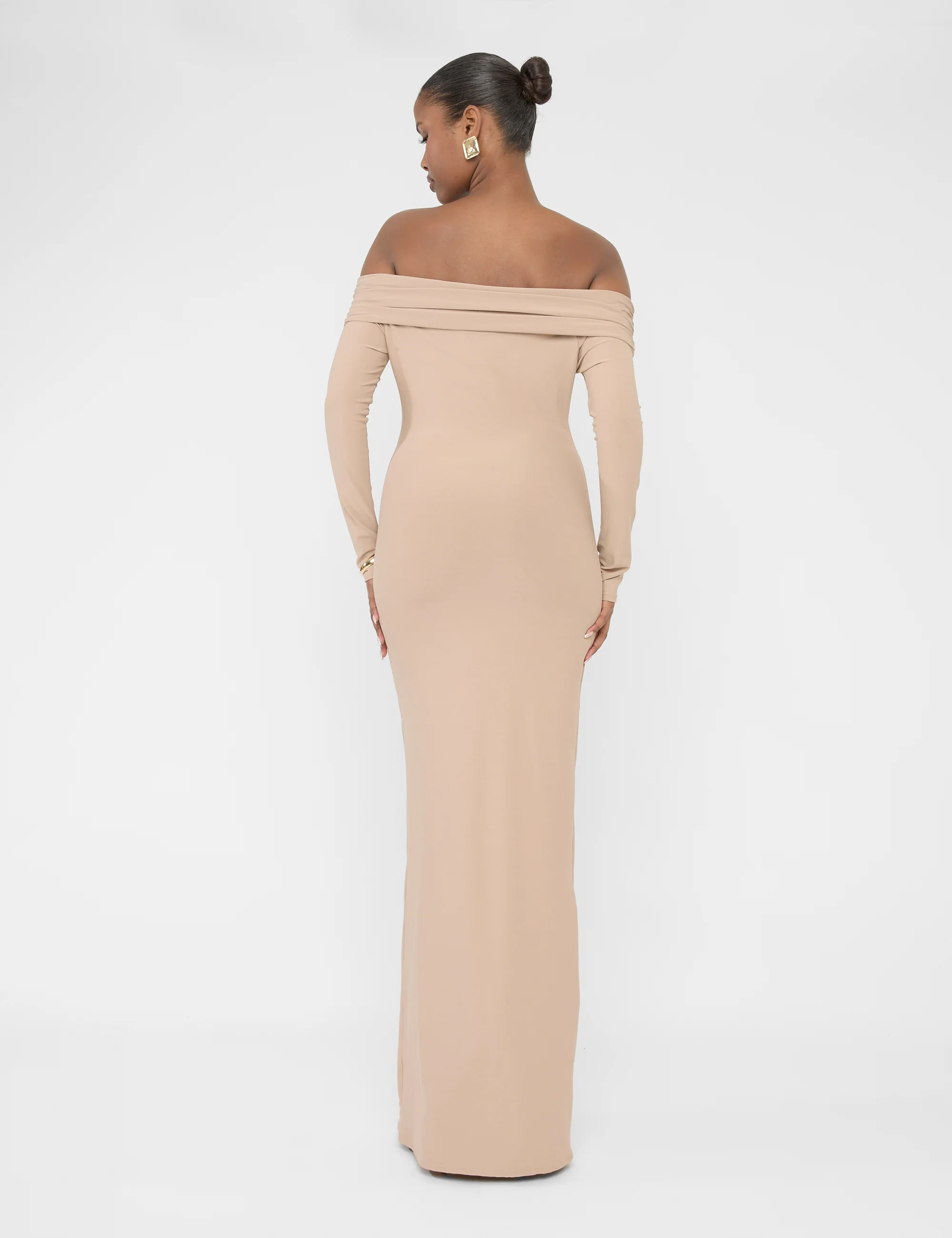 Bardot Luxe Slinky Maxi Dress Latte - Image 2