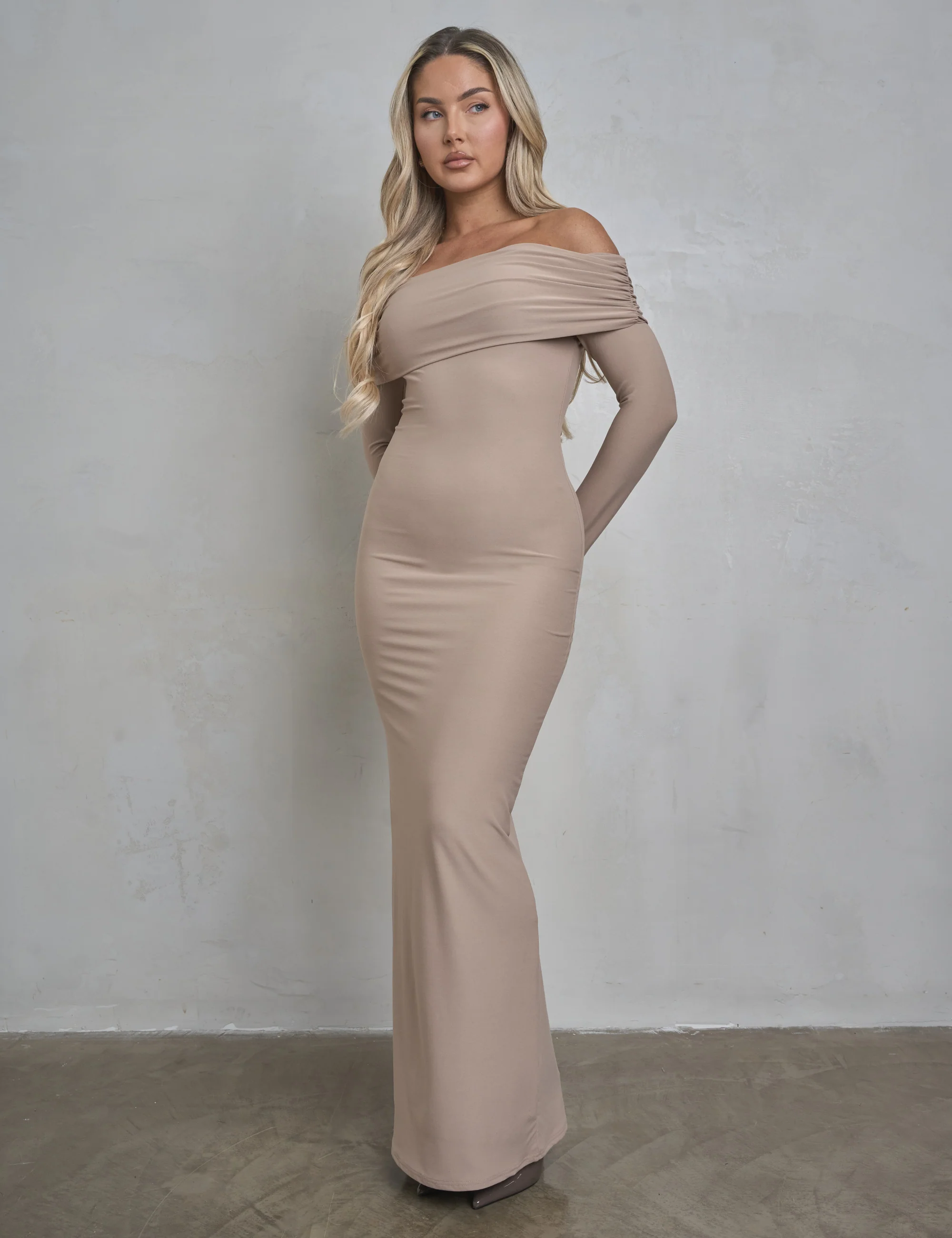 Bardot Luxe Slinky Maxi Dress Latte - Image 6