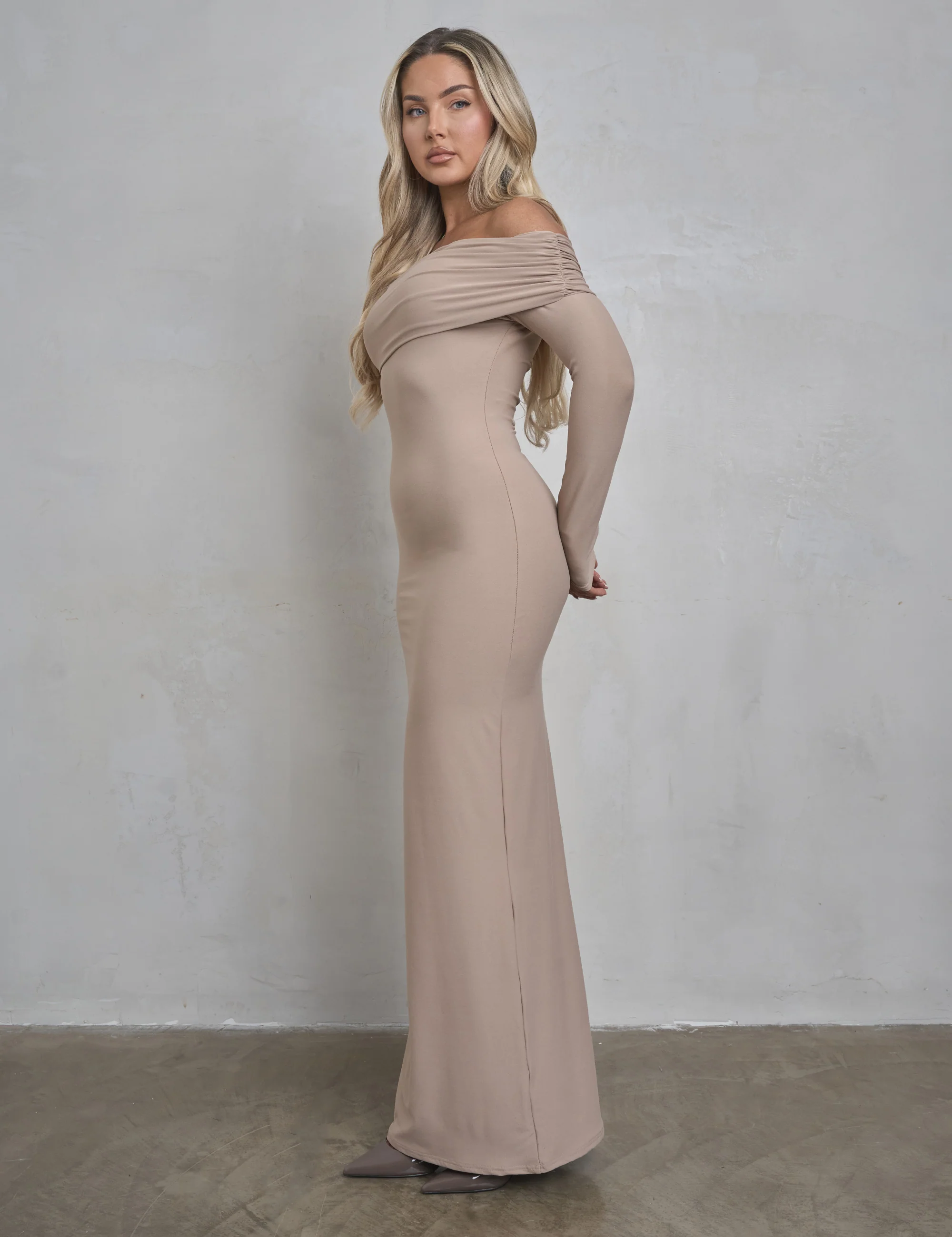Bardot Luxe Slinky Maxi Dress Latte - Image 8