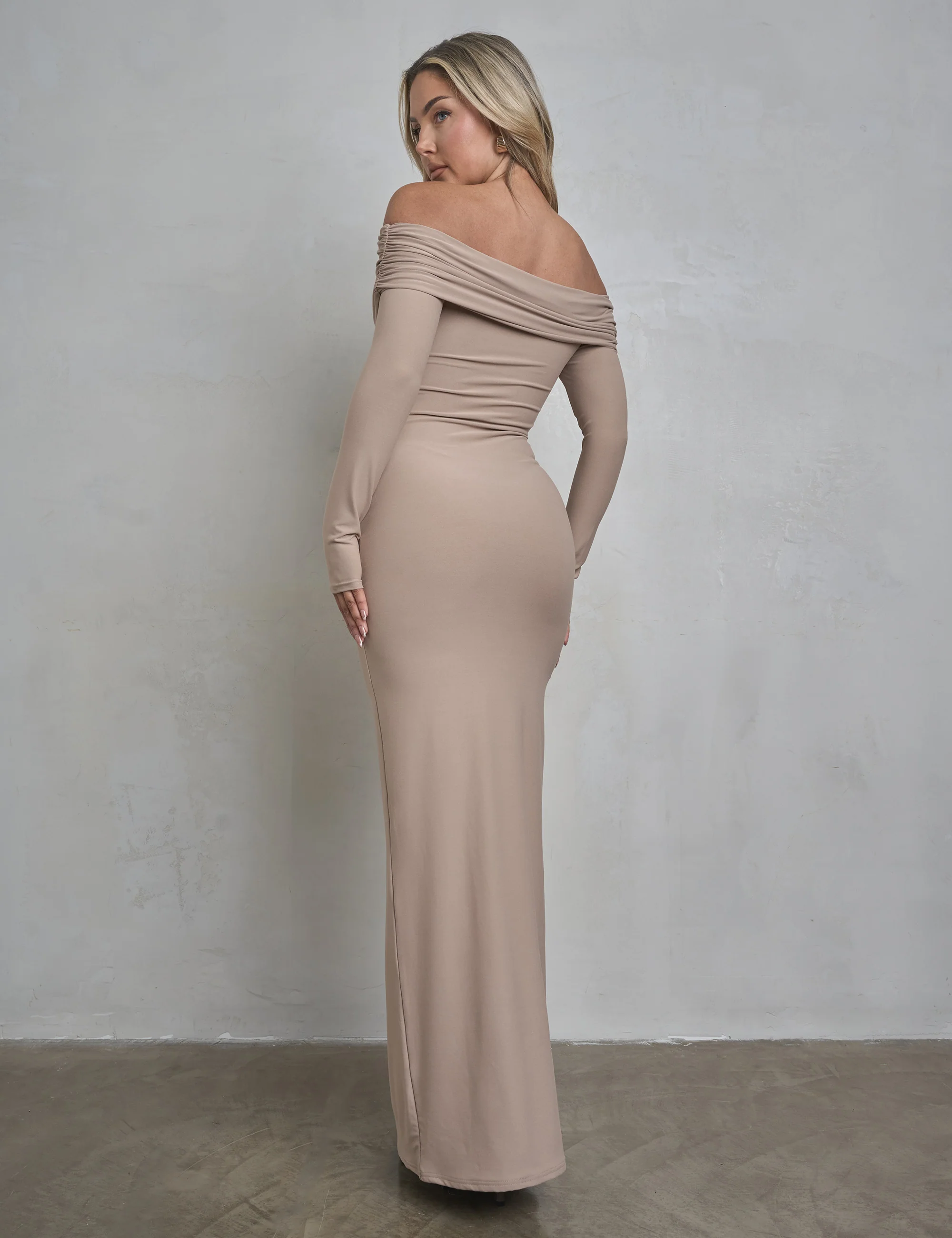 Bardot Luxe Slinky Maxi Dress Latte - Image 9