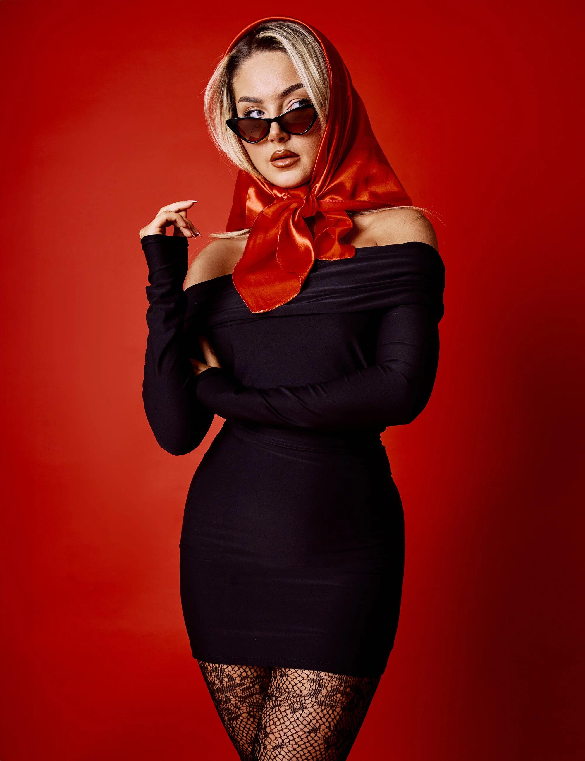 Off The Shoulder Luxe Slinky Mini Dress Black - Image 9