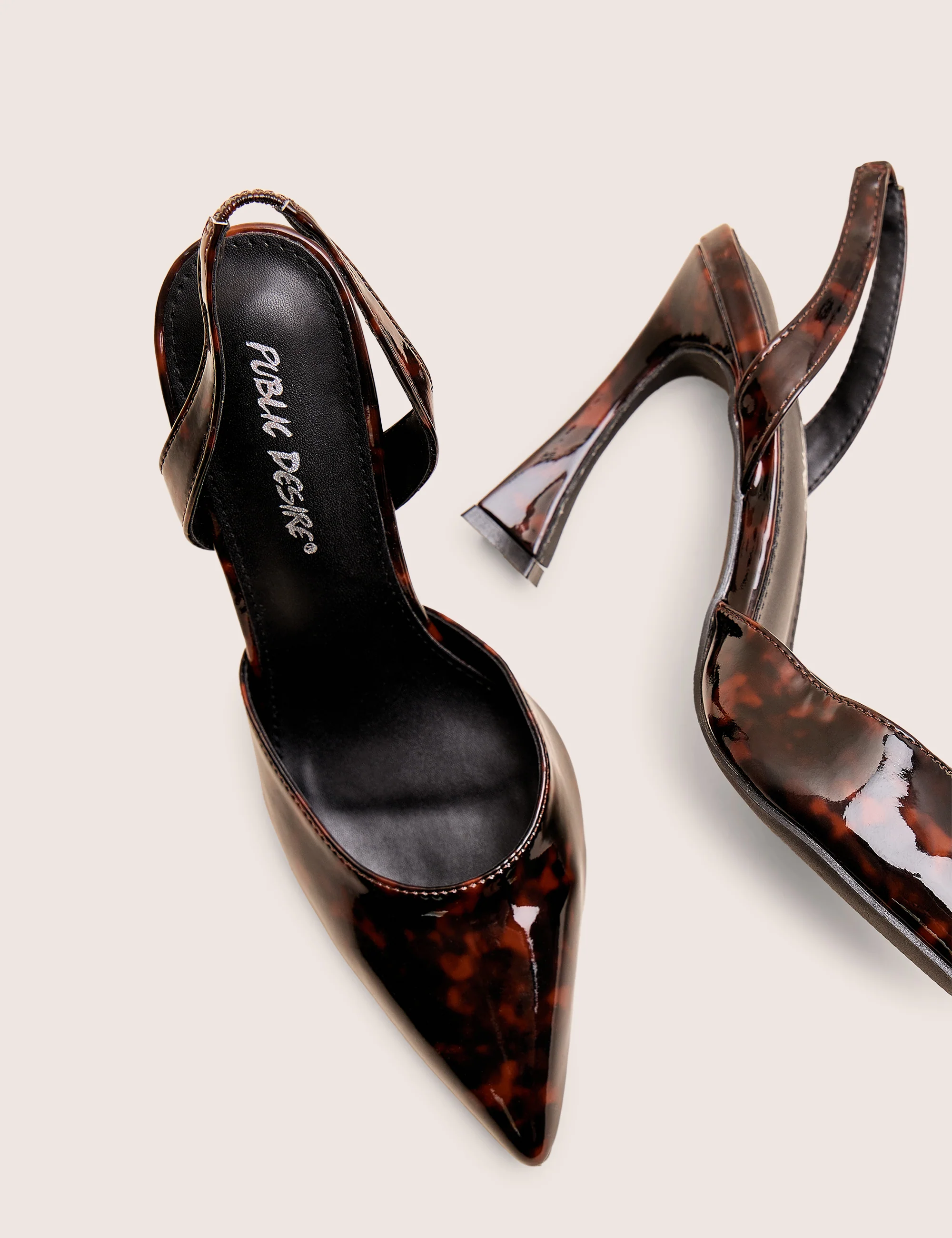 Slow Burn Amber Tortoise Sling Back Court Heels - Image 5