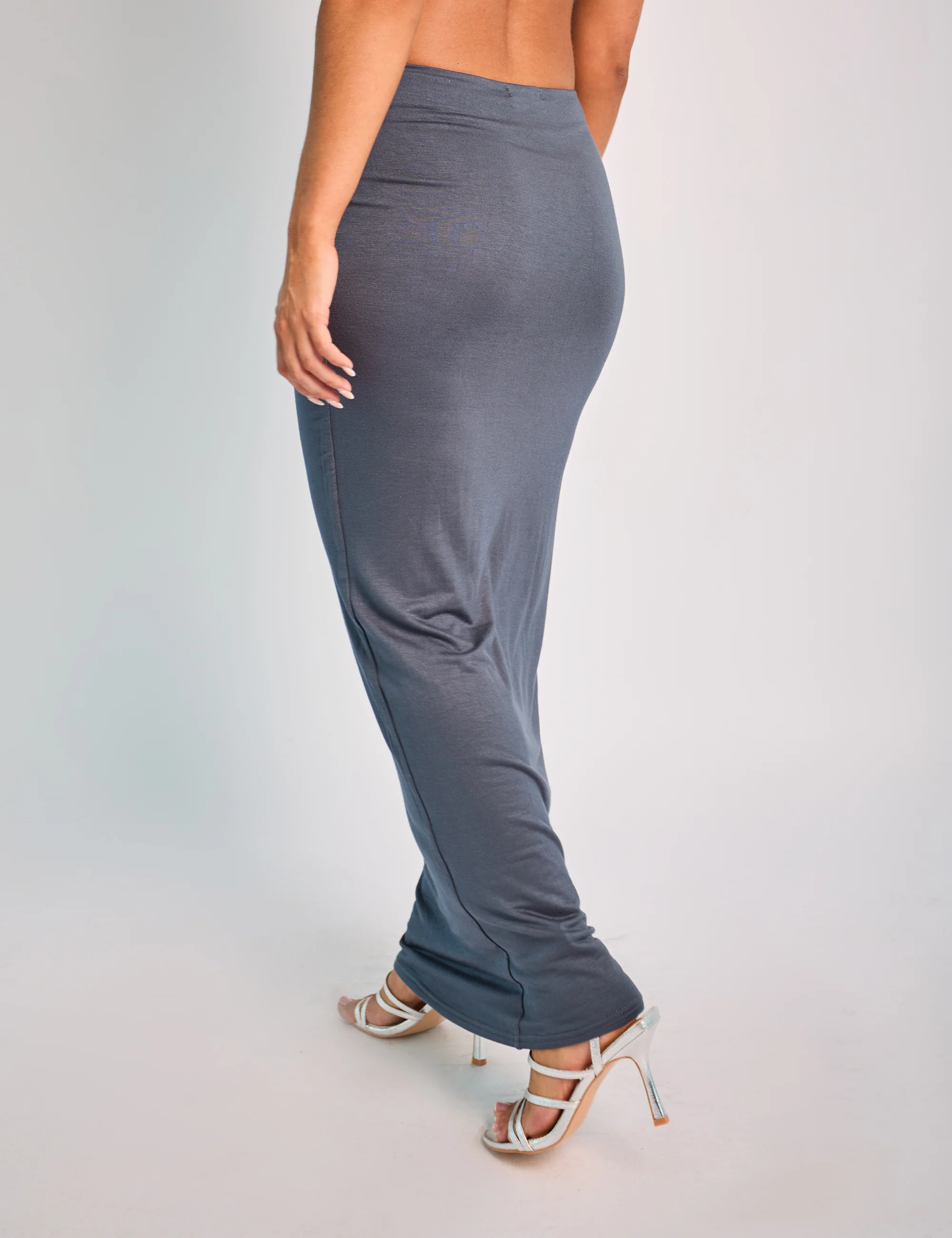 Soft Touch Tubular Maxi Skirt Co Ord Slate - Image 3