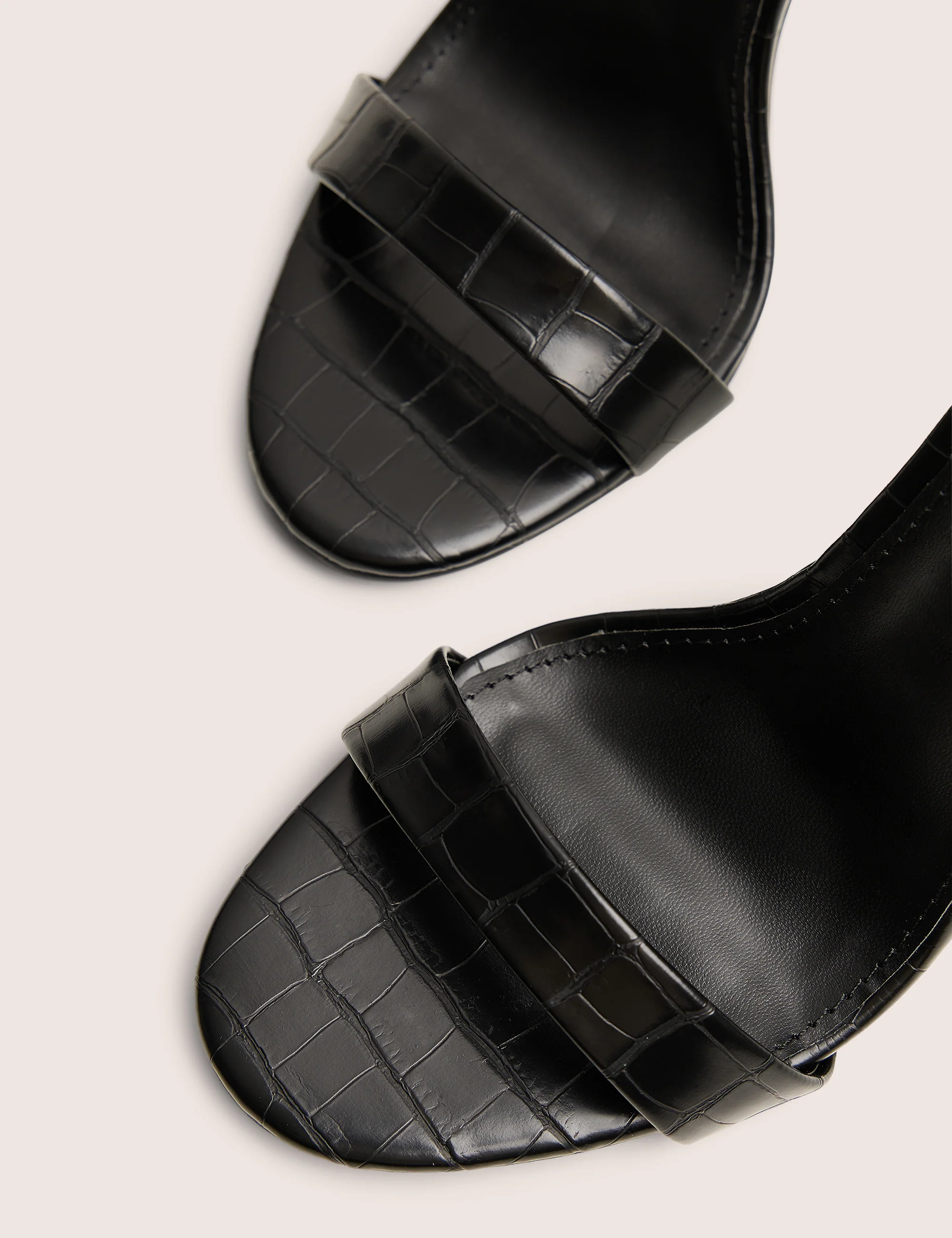 Soho Black Croc Barely There Strappy Stiletto Heels - Image 6