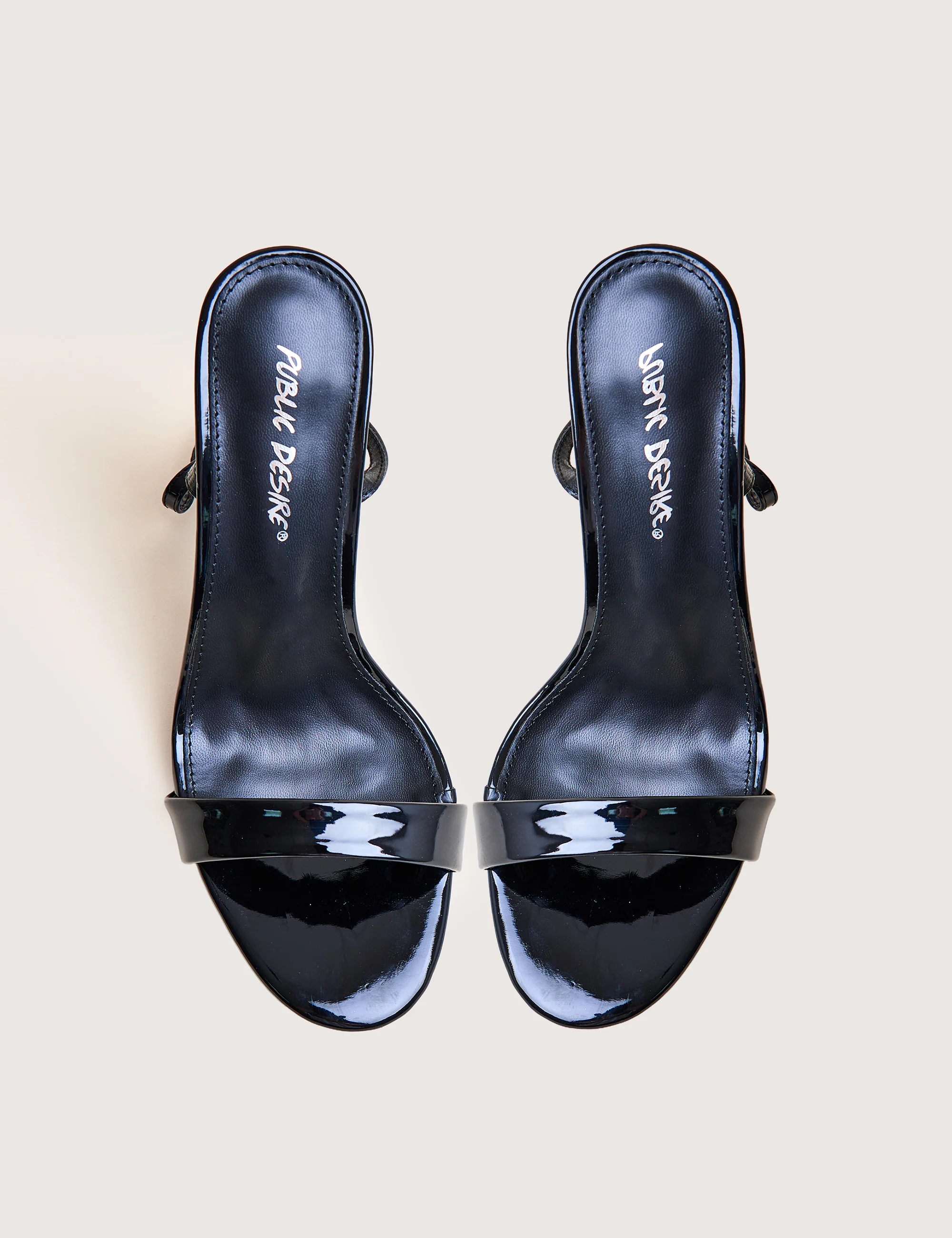 Soho Black Patent Barely There Strappy Stiletto Heels - Image 2