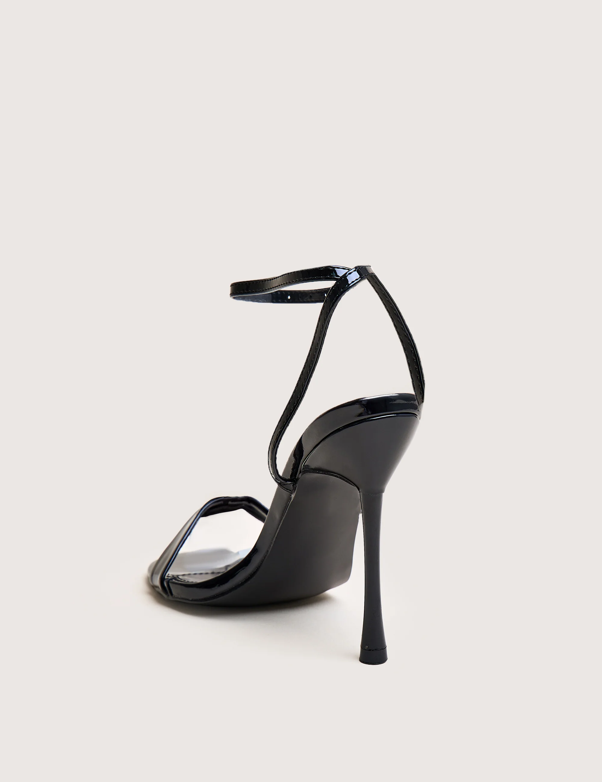 Soho Black Patent Barely There Strappy Stiletto Heels - Image 3
